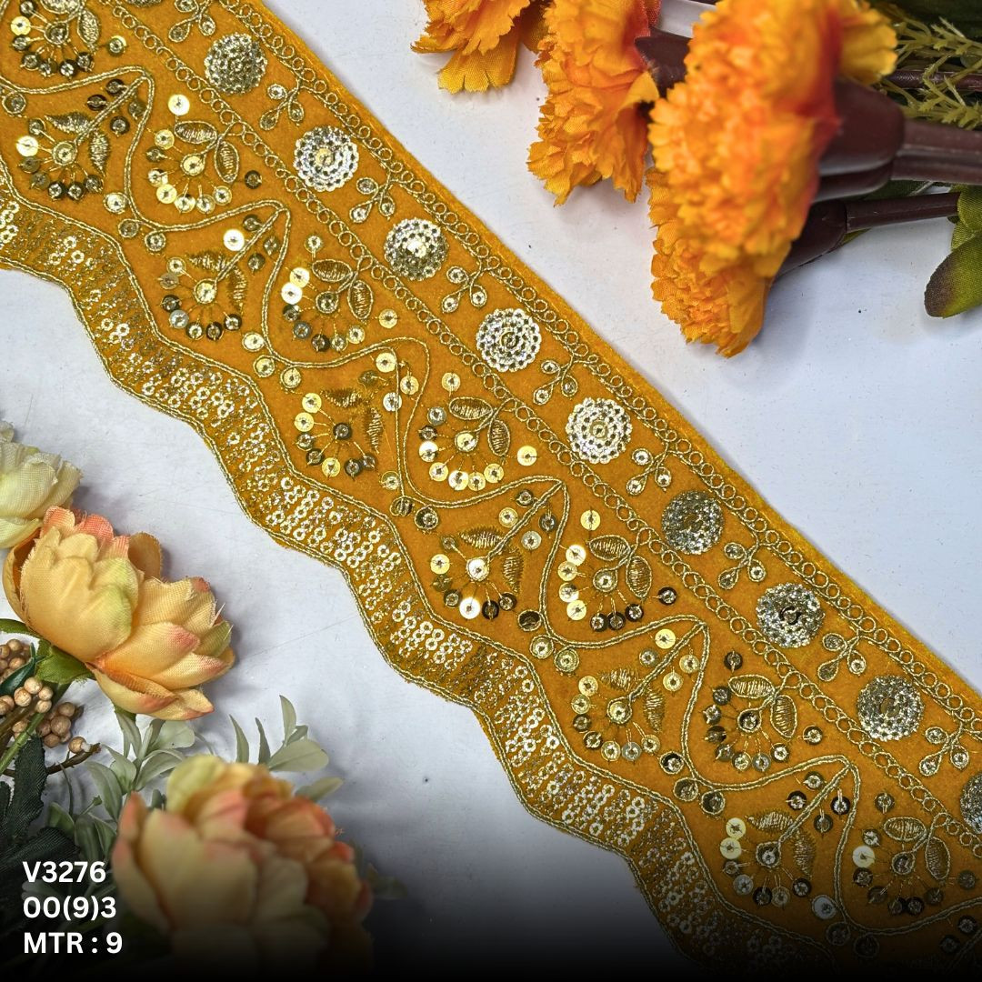 Decorative Velvet Lace Border Trim for Saree Lehenga Bridal Wear
