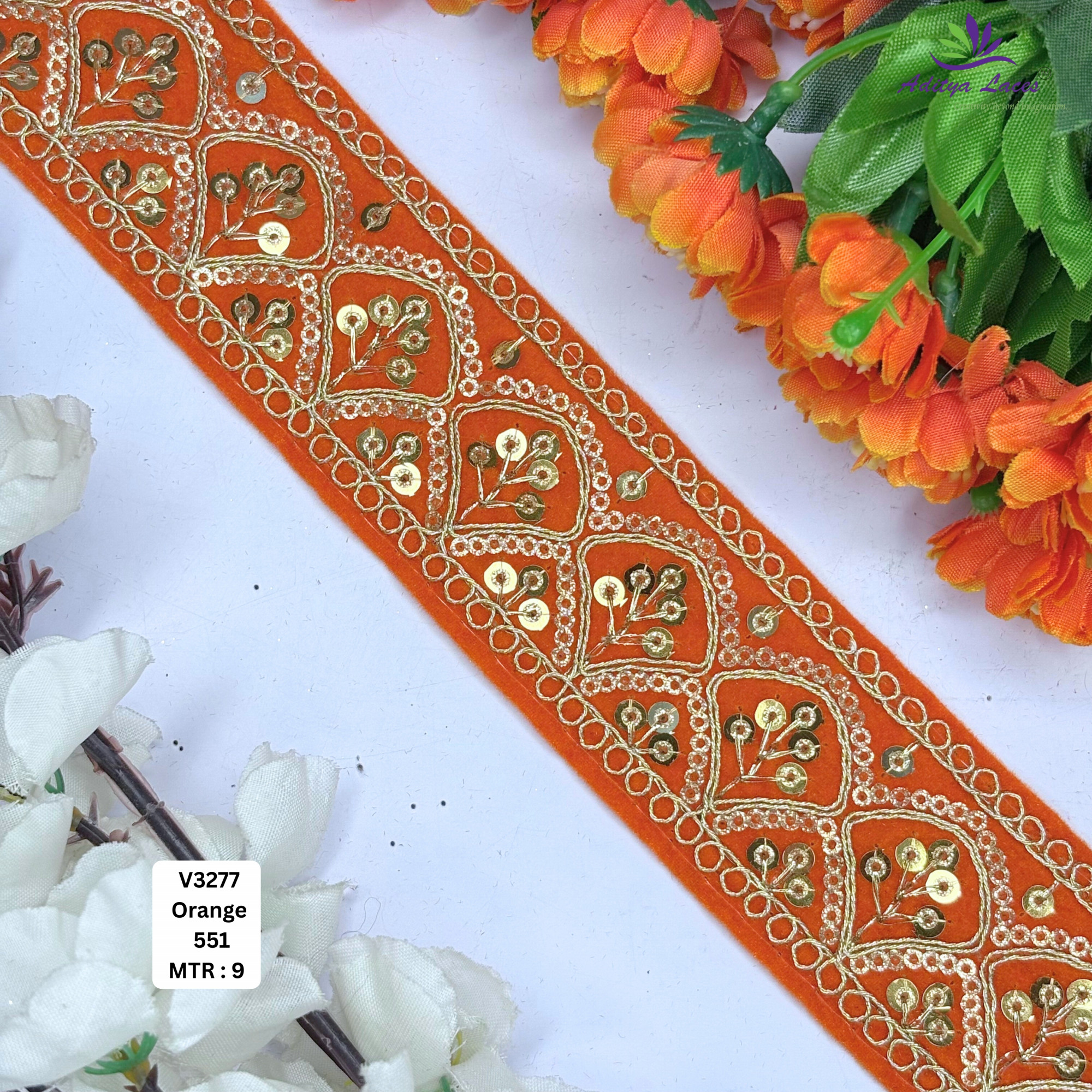 Ethnic Velvet Lace Border Trim for Saree Lehenga Bridal Wear