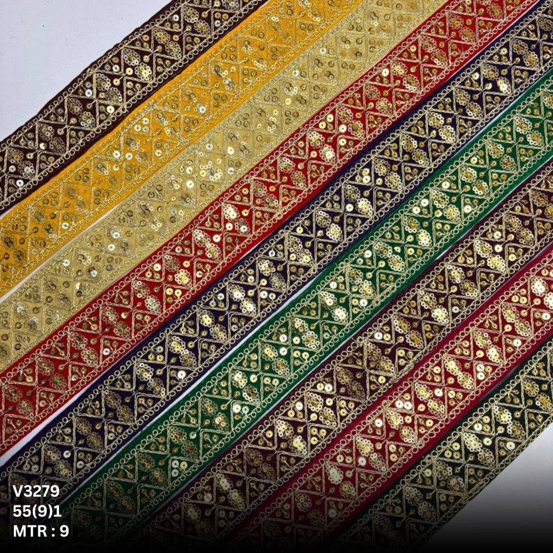 Fancy Velvet Lace Border Trim for Saree Lehenga Bridal Wear