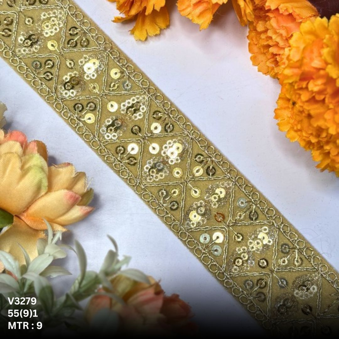 Fancy Velvet Lace Border Trim for Saree Lehenga Bridal Wear