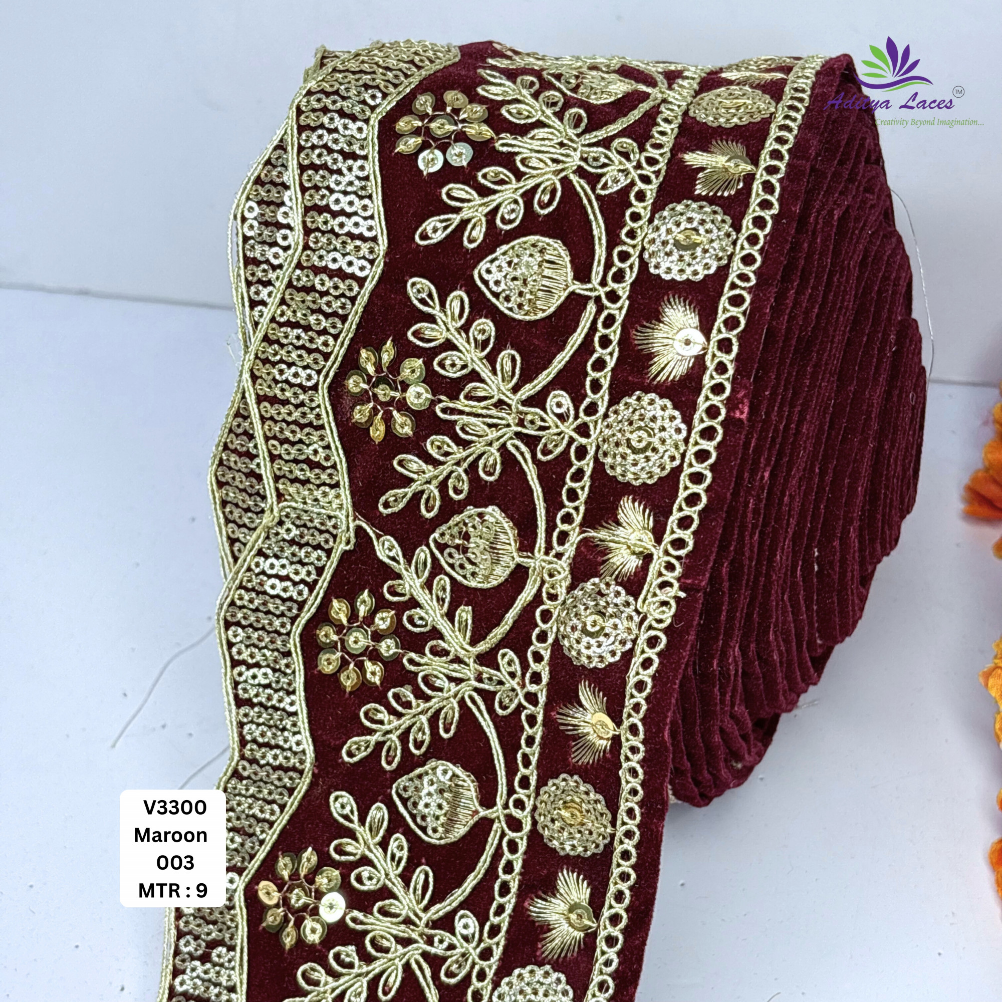 Stylish Velvet Lace Border Trim for Saree Lehenga Bridal Wear