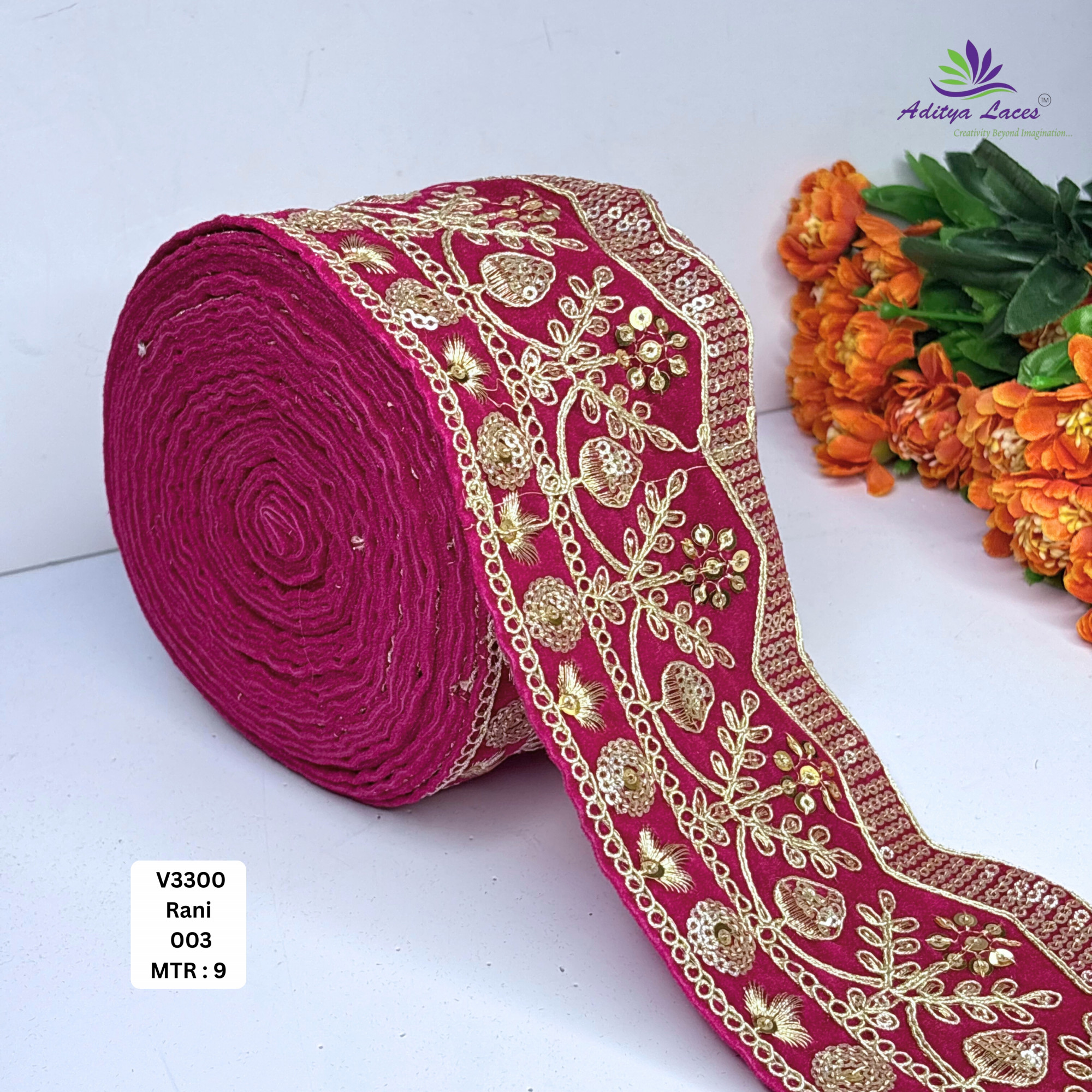 Stylish Velvet Lace Border Trim for Saree Lehenga Bridal Wear