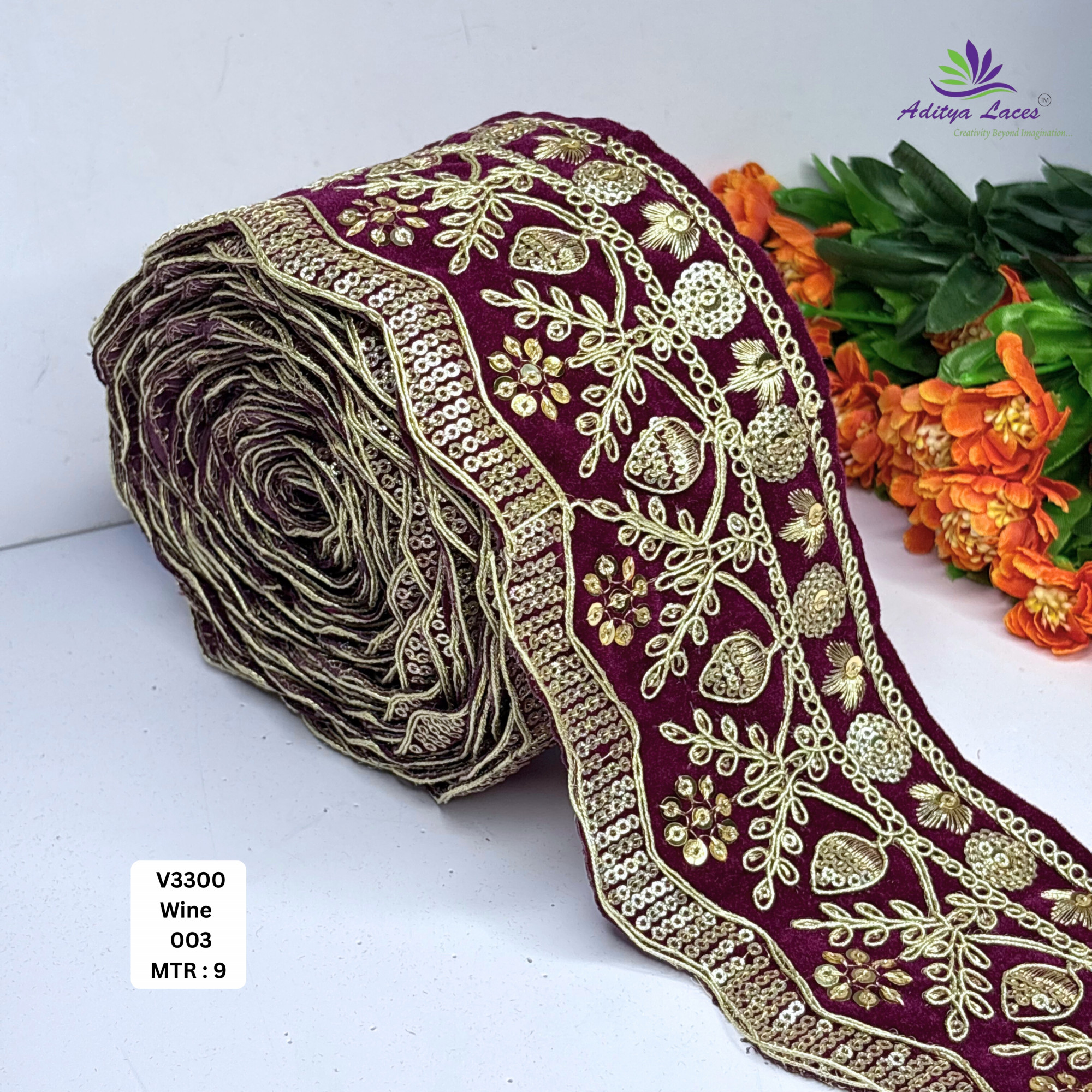 Stylish Velvet Lace Border Trim for Saree Lehenga Bridal Wear
