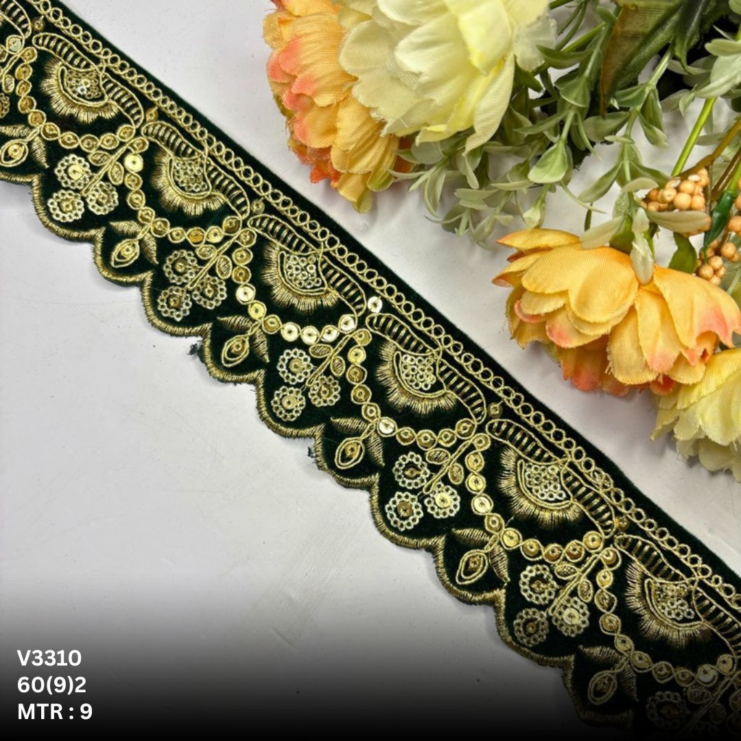 Classic Velvet Lace Border Trim for Saree Lehenga Bridal Wear