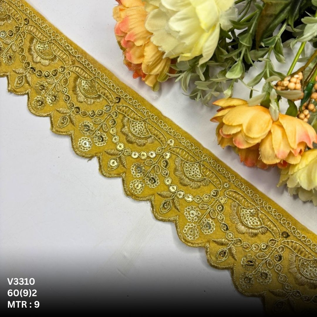 Classic Velvet Lace Border Trim for Saree Lehenga Bridal Wear