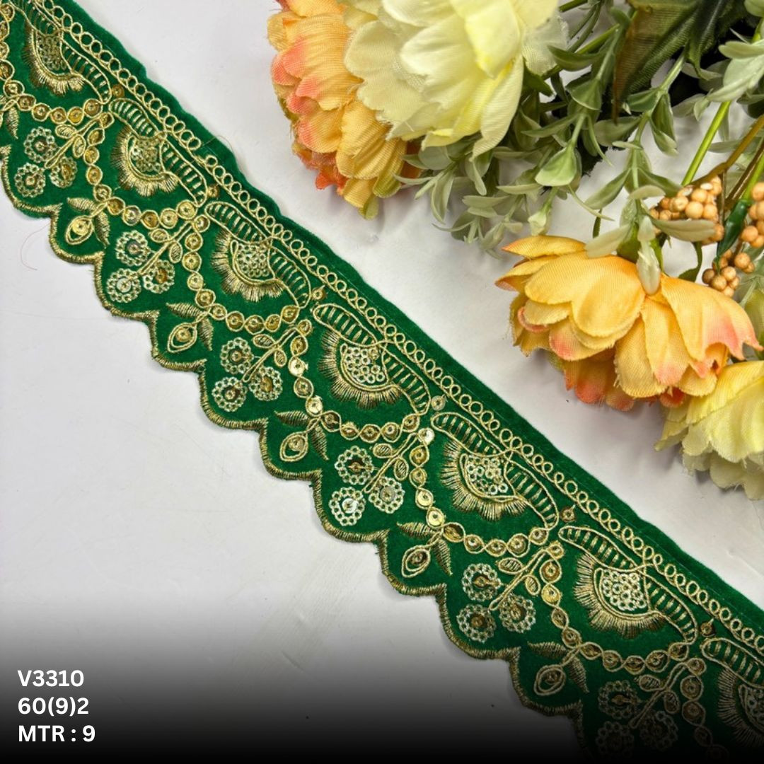 Classic Velvet Lace Border Trim for Saree Lehenga Bridal Wear