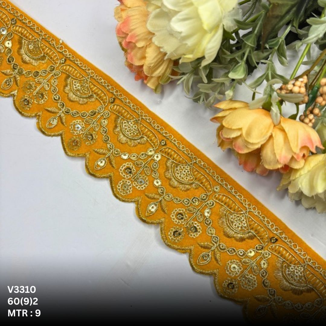 Classic Velvet Lace Border Trim for Saree Lehenga Bridal Wear