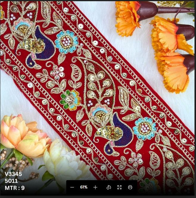 Ethnic Decorative Stone Work Lace for Bridal Wear