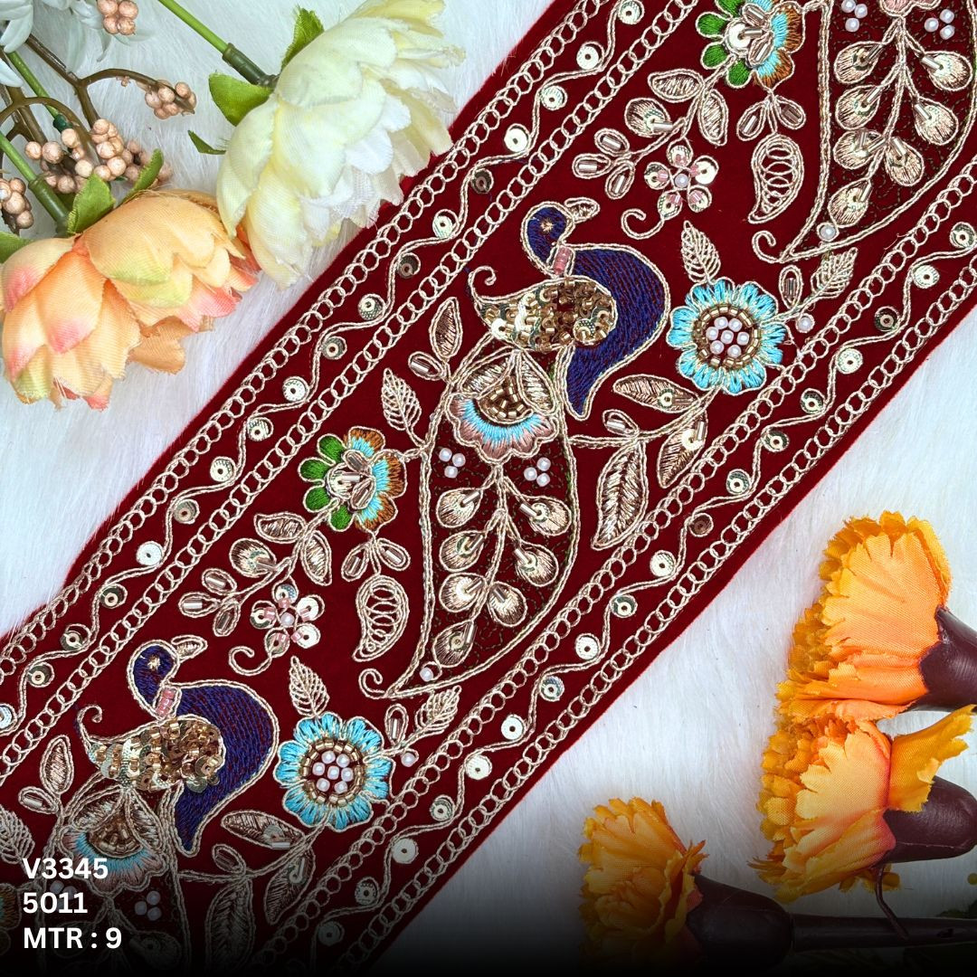 Ethnic Decorative Stone Work Lace for Bridal Wear
