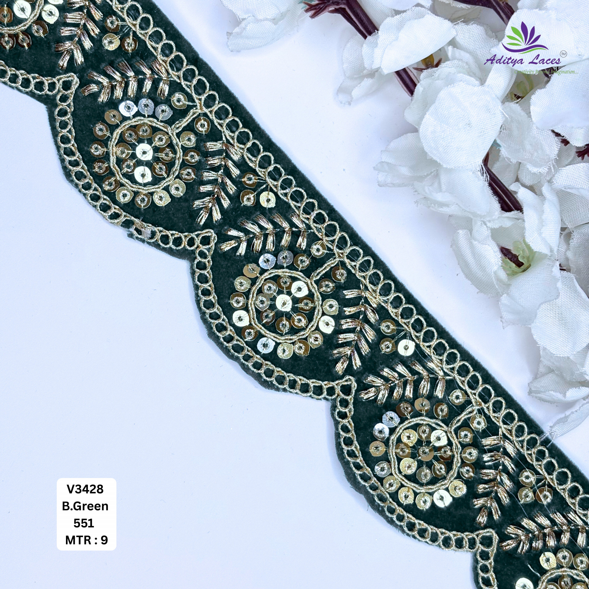 Stylish Velvet Lace Border Trim for Saree Lehenga Bridal Wear