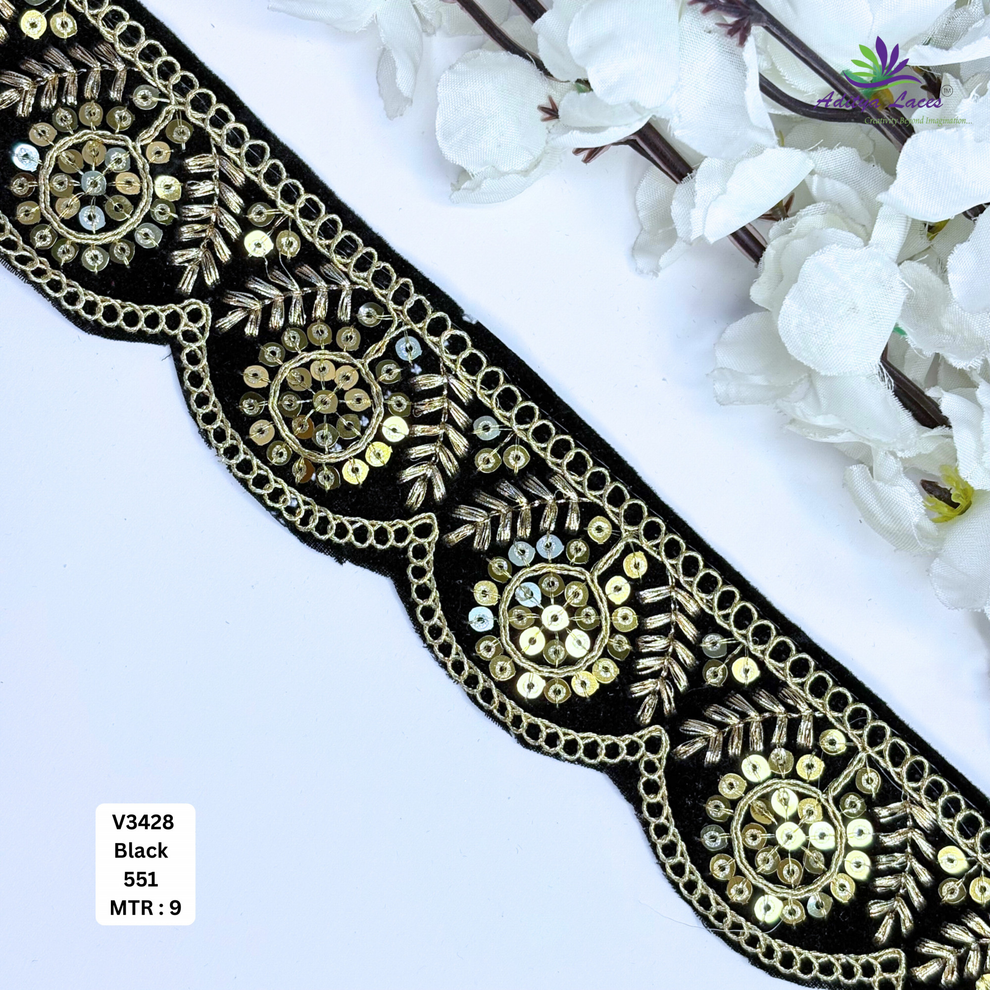 Stylish Velvet Lace Border Trim for Saree Lehenga Bridal Wear