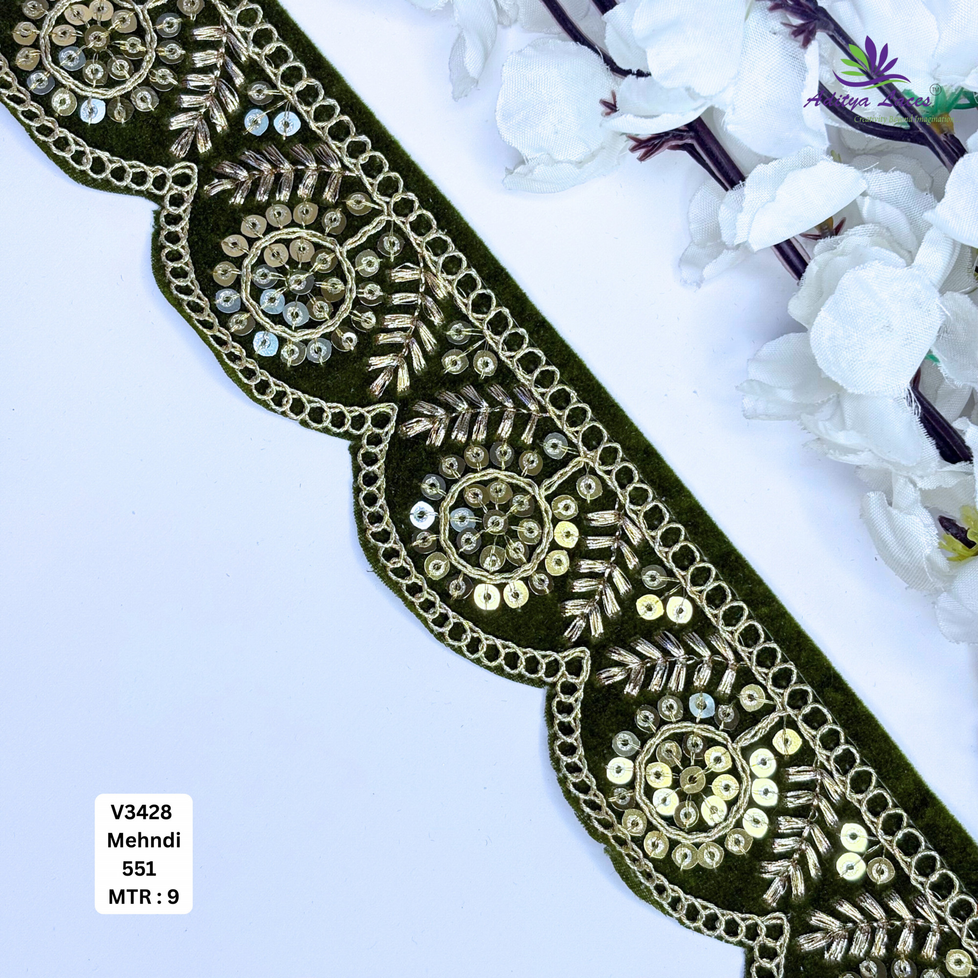 Stylish Velvet Lace Border Trim for Saree Lehenga Bridal Wear