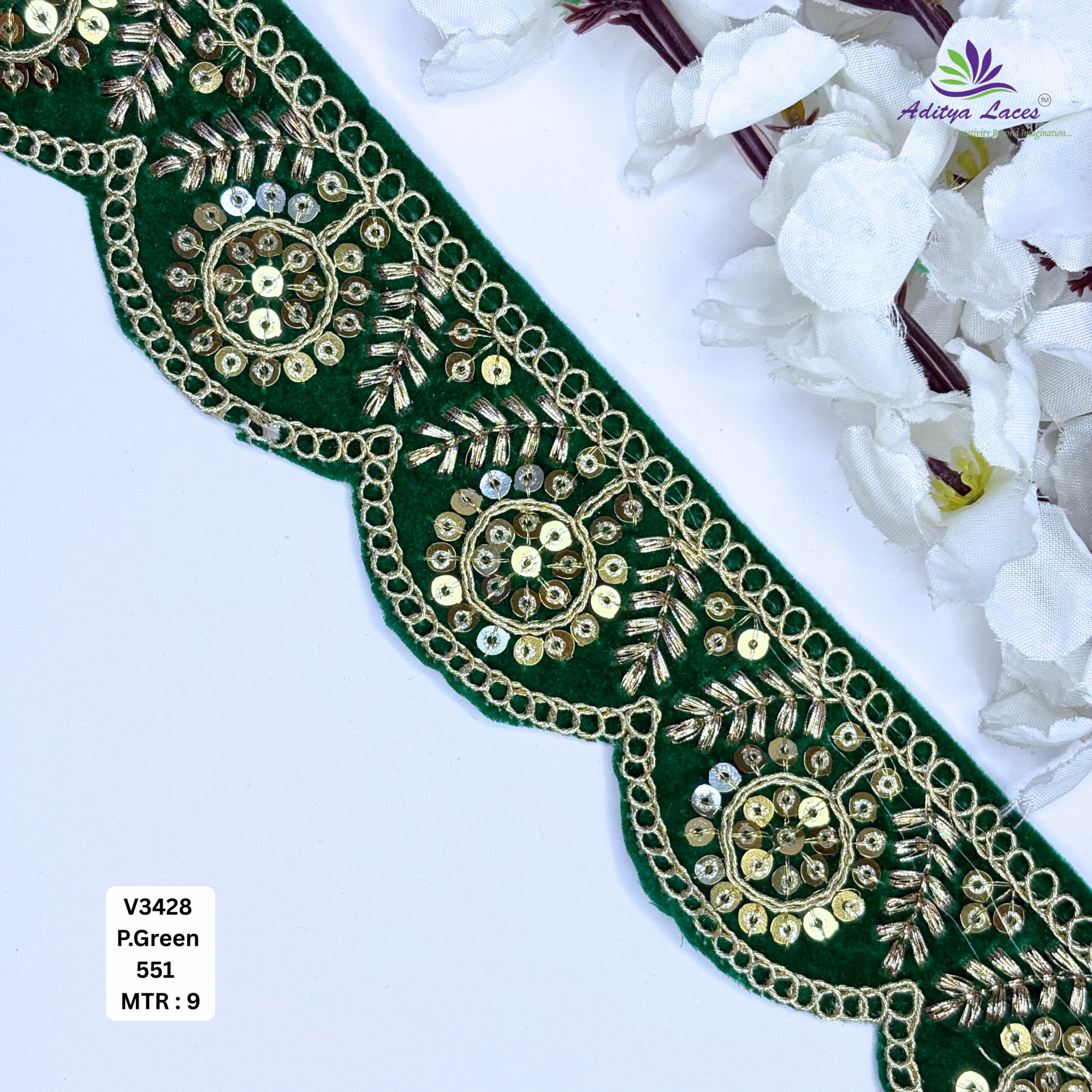 Stylish Velvet Lace Border Trim for Saree Lehenga Bridal Wear