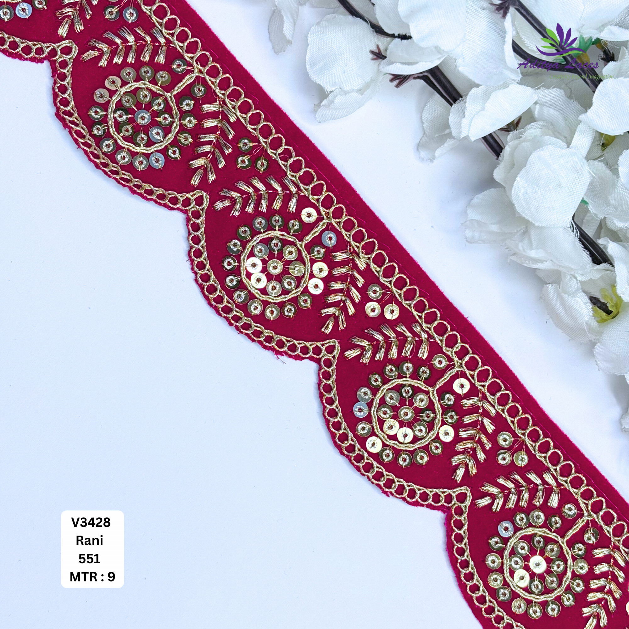 Stylish Velvet Lace Border Trim for Saree Lehenga Bridal Wear