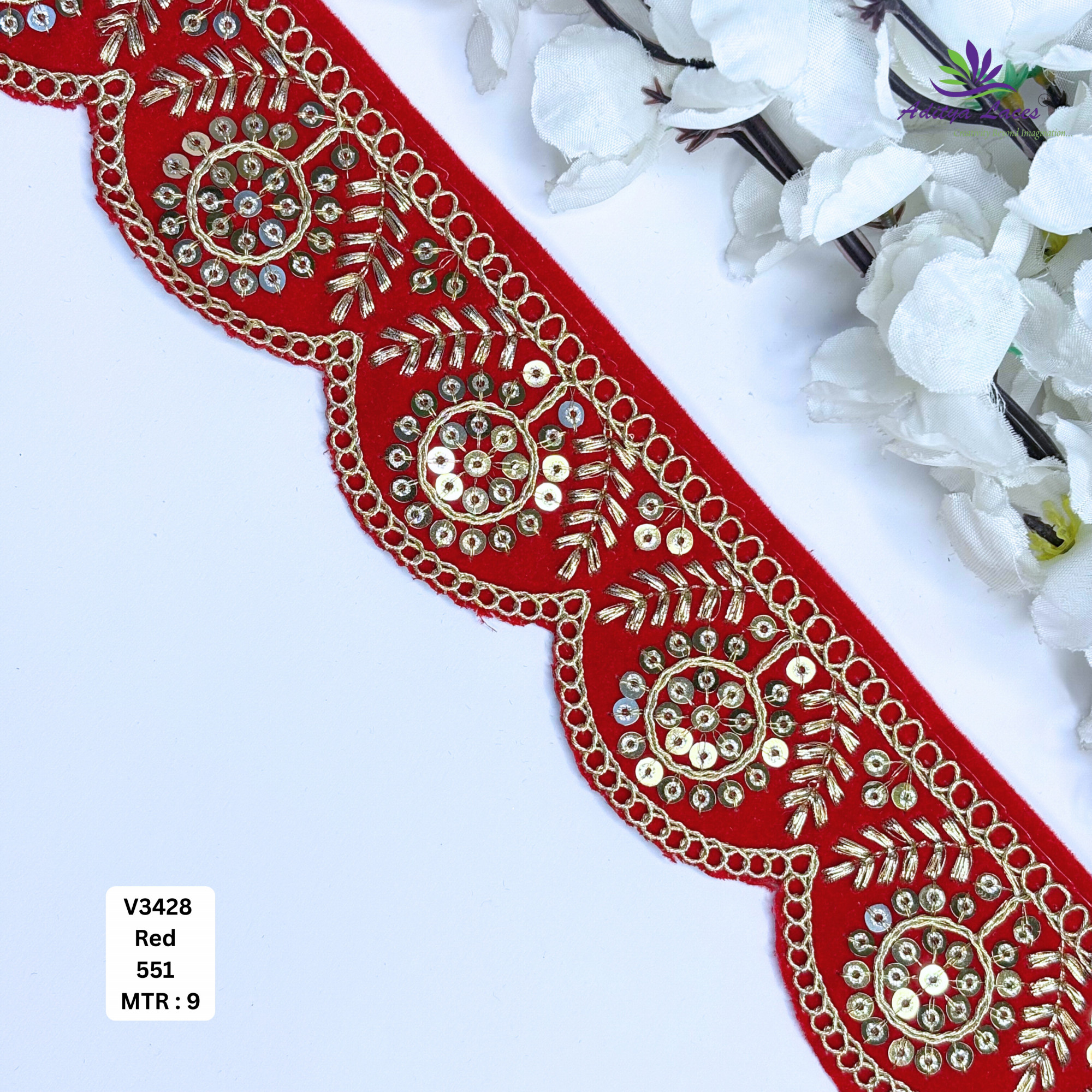 Stylish Velvet Lace Border Trim for Saree Lehenga Bridal Wear
