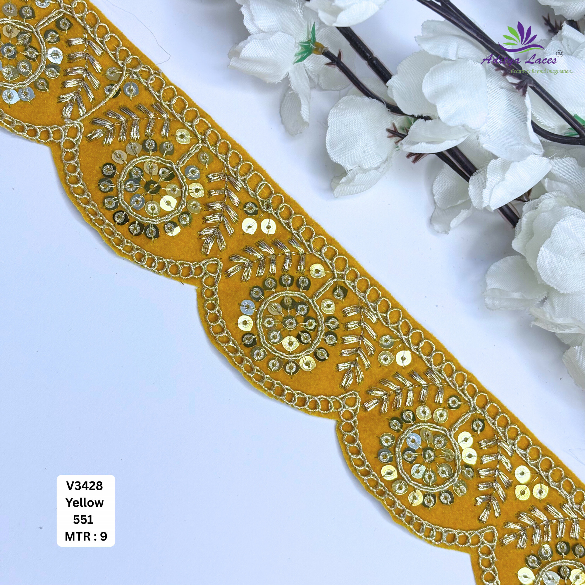 Stylish Velvet Lace Border Trim for Saree Lehenga Bridal Wear