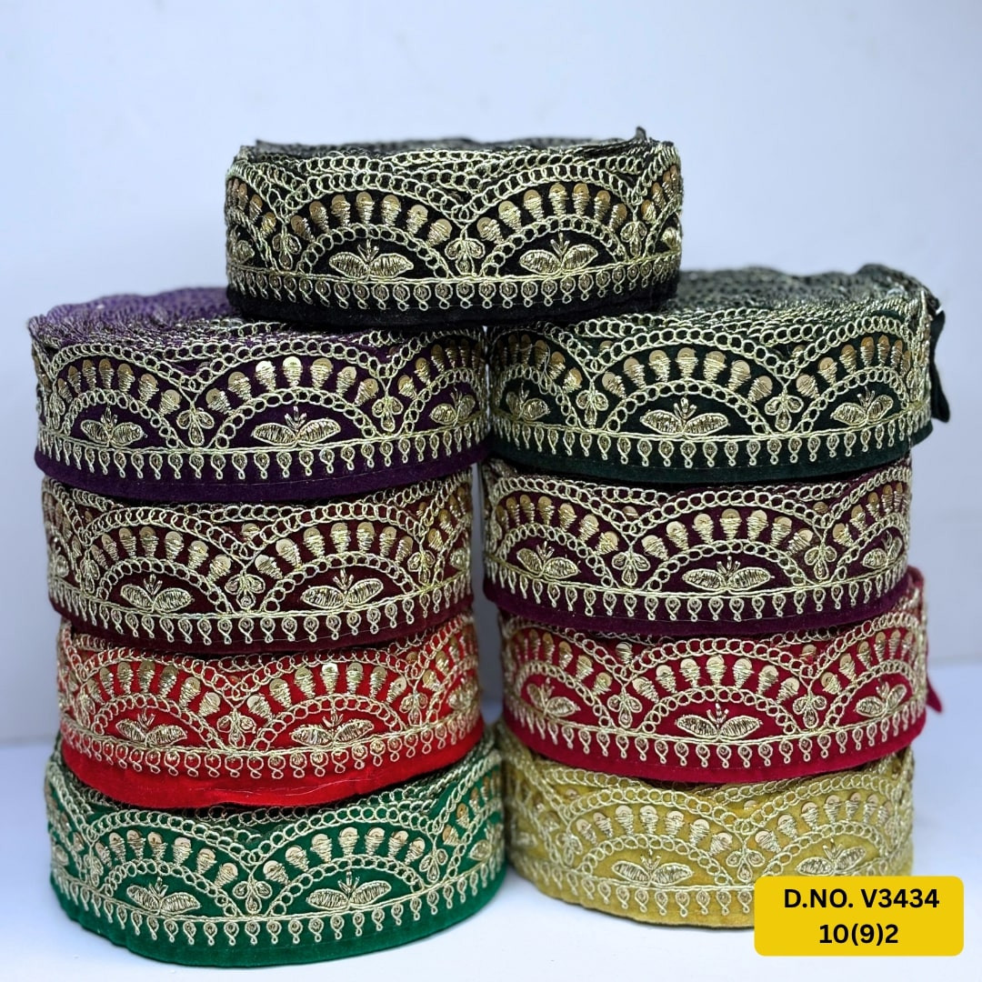 Designer Velvet Lace Border Trim for Saree Lehenga Bridal Wear