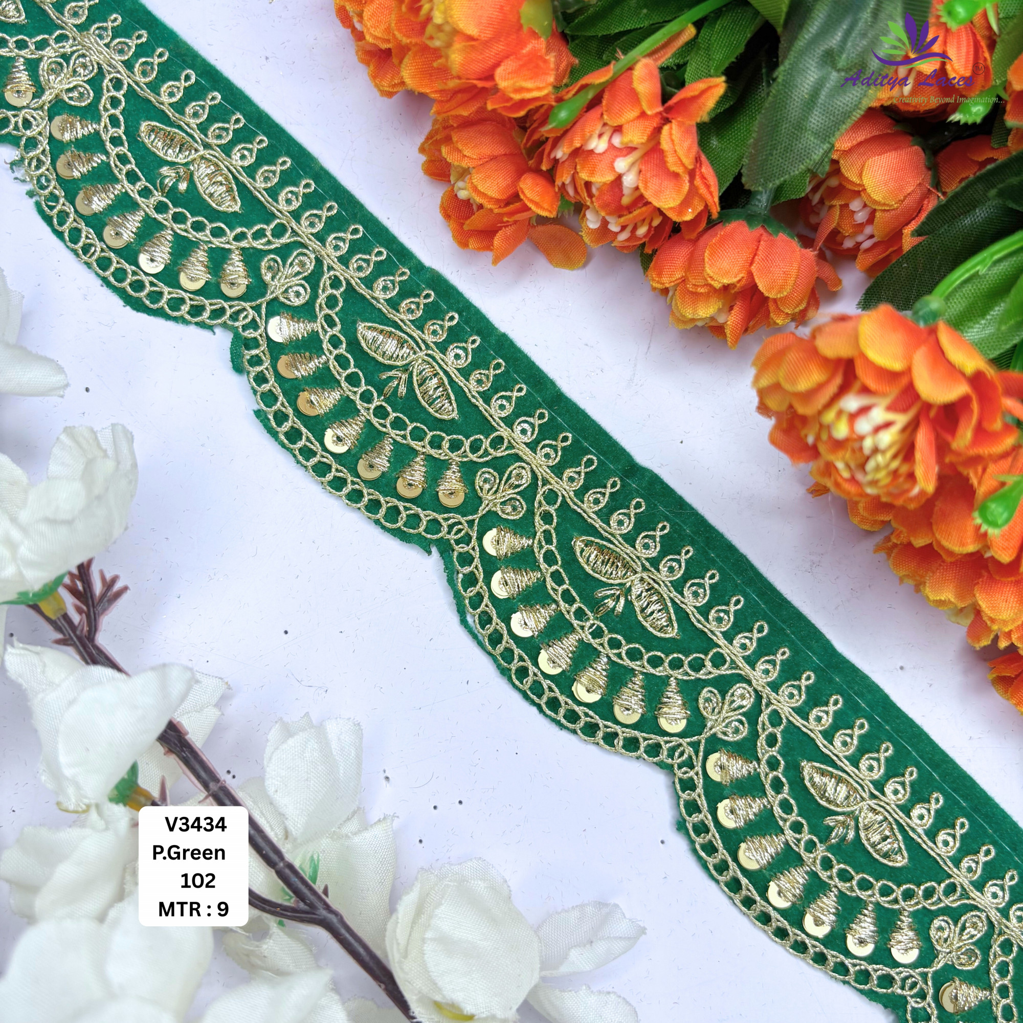 Designer Velvet Lace Border Trim for Saree Lehenga Bridal Wear
