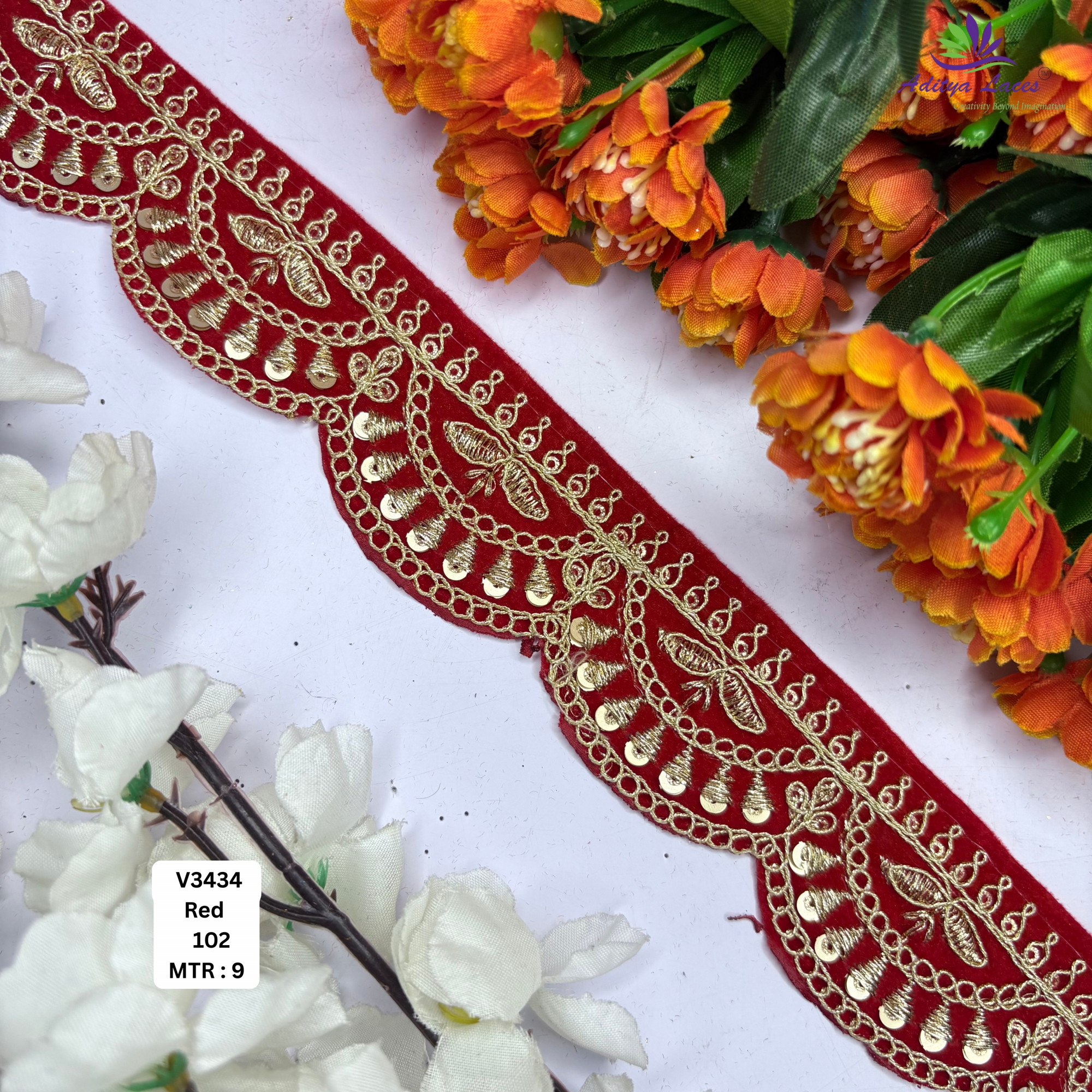 Designer Velvet Lace Border Trim for Saree Lehenga Bridal Wear
