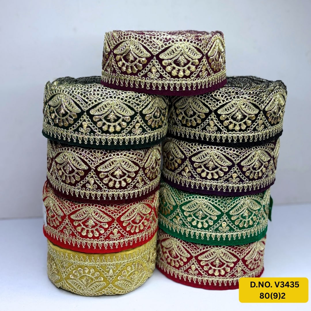 Fancy Velvet Lace Border Trim for Saree Lehenga Bridal Wear
