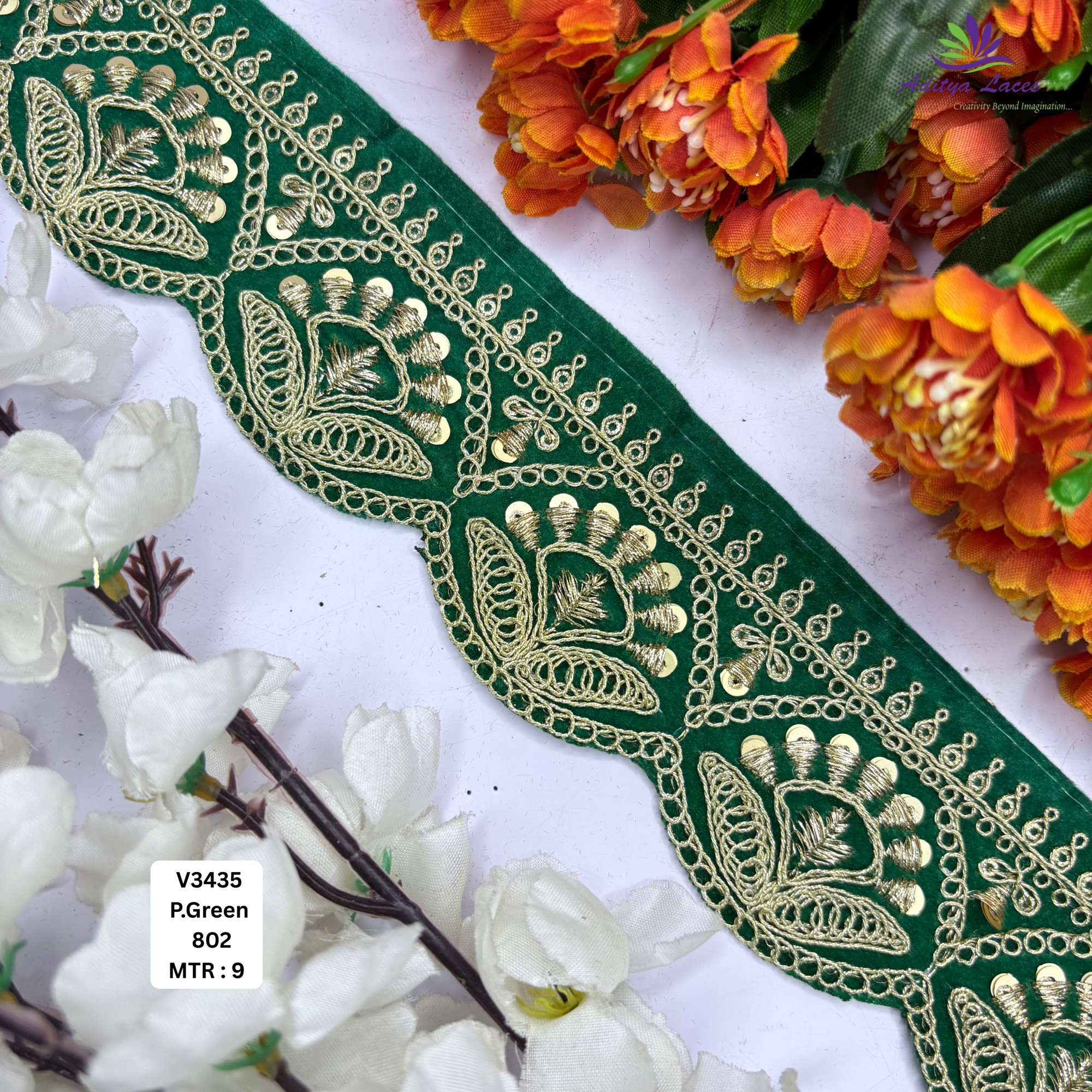 Fancy Velvet Lace Border Trim for Saree Lehenga Bridal Wear