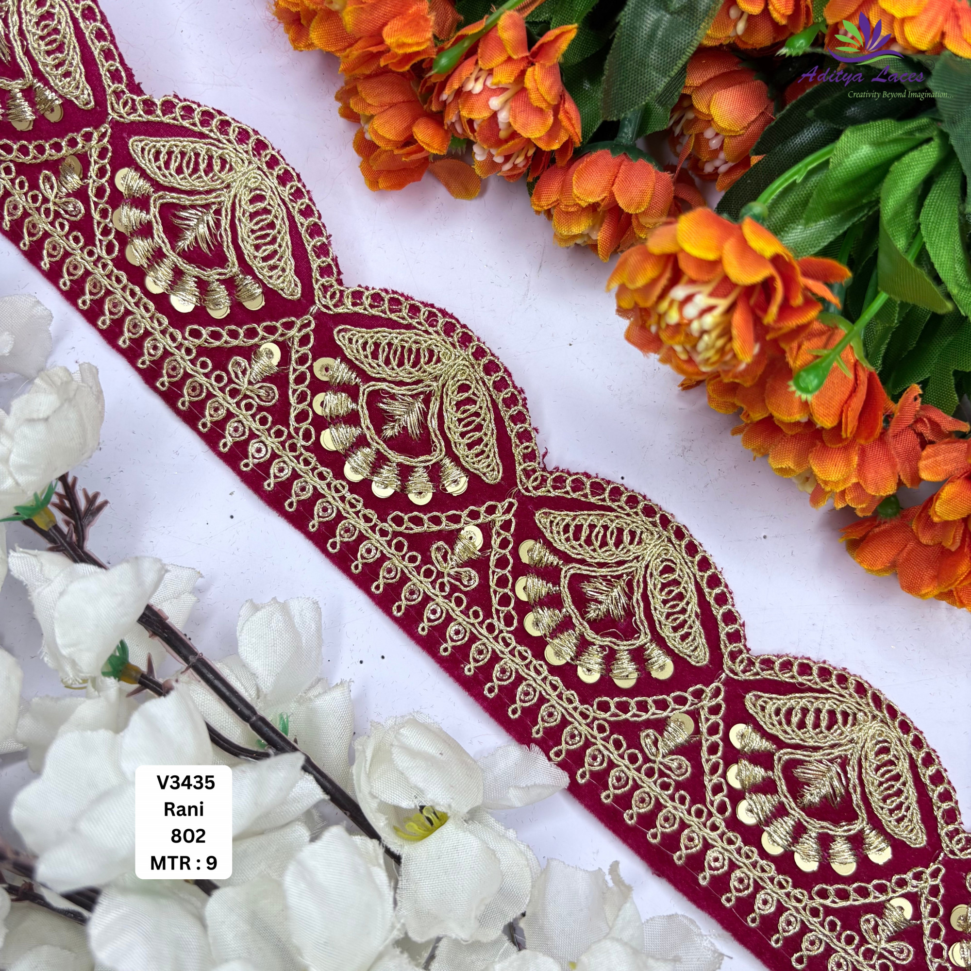 Fancy Velvet Lace Border Trim for Saree Lehenga Bridal Wear