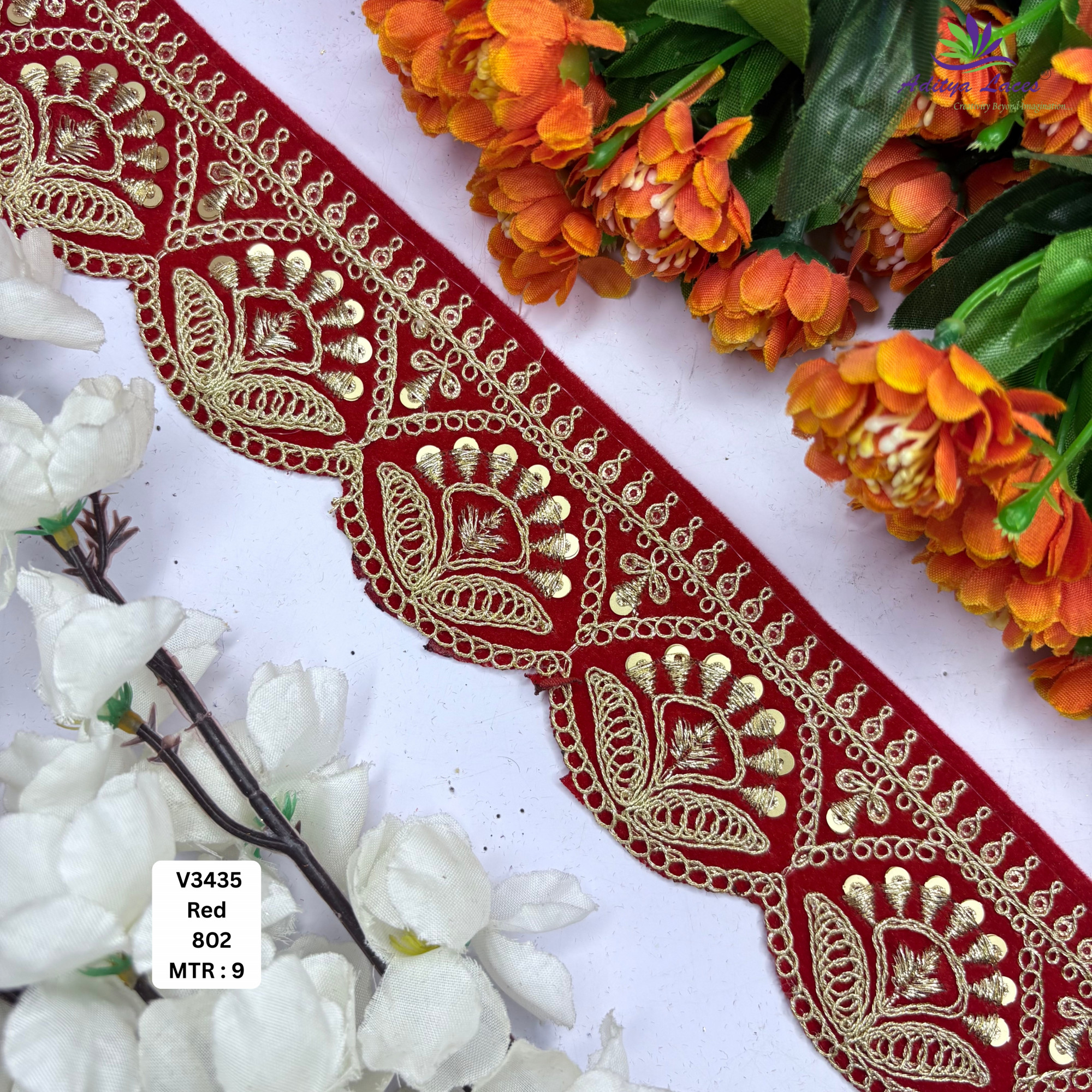 Fancy Velvet Lace Border Trim for Saree Lehenga Bridal Wear