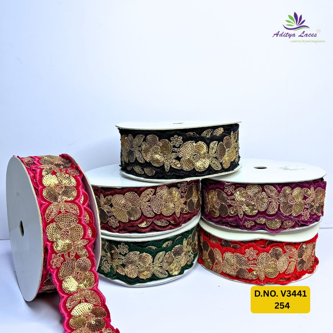 Premium Velvet Lace Border Trim for Saree Lehenga Bridal Wear