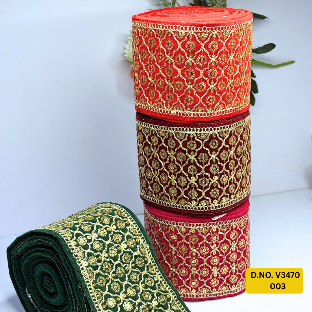 Ethnic Velvet Lace Border Trim for Saree Lehenga Bridal Wear