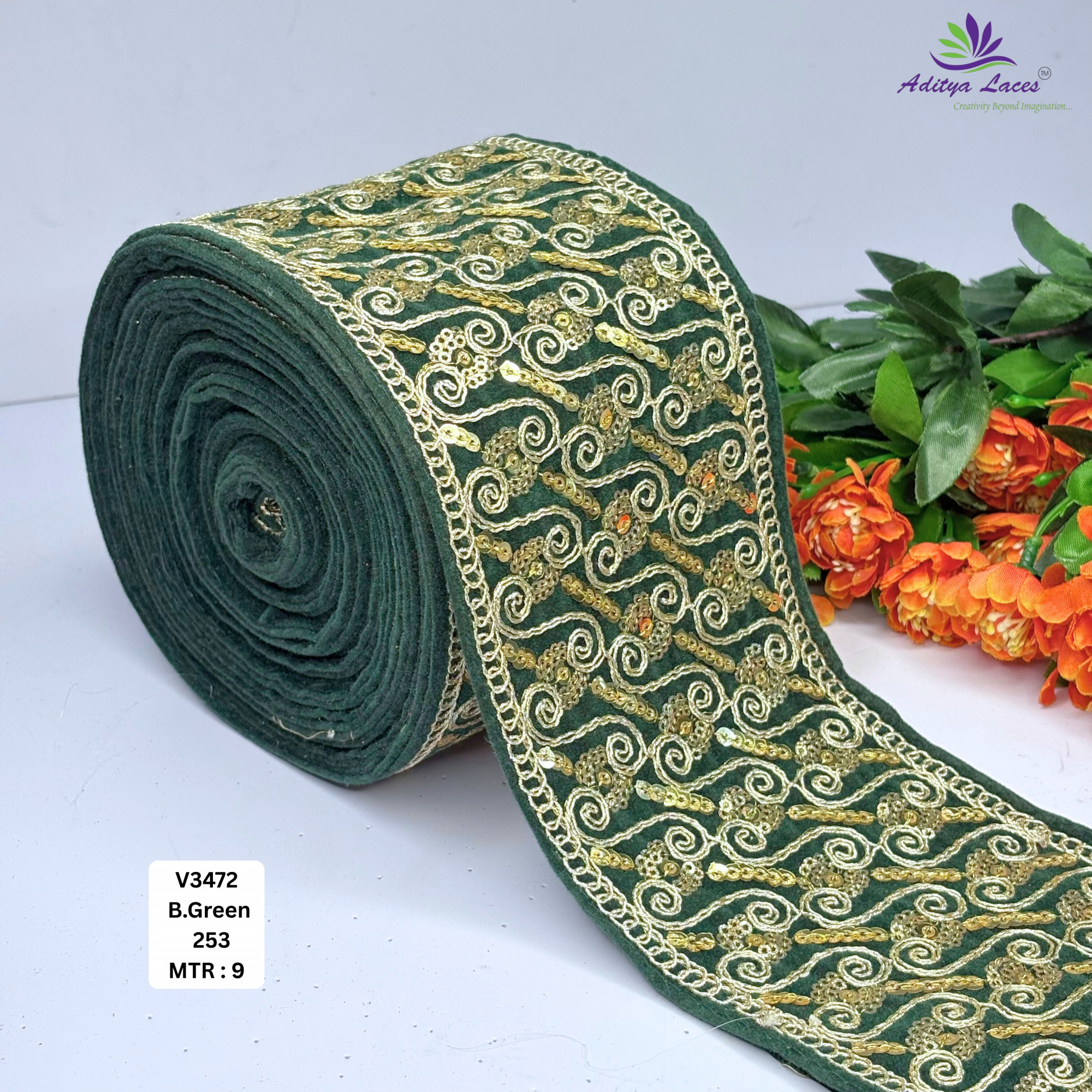 Traditional Velvet Lace Border Trim for Saree Lehenga Bridal Wear