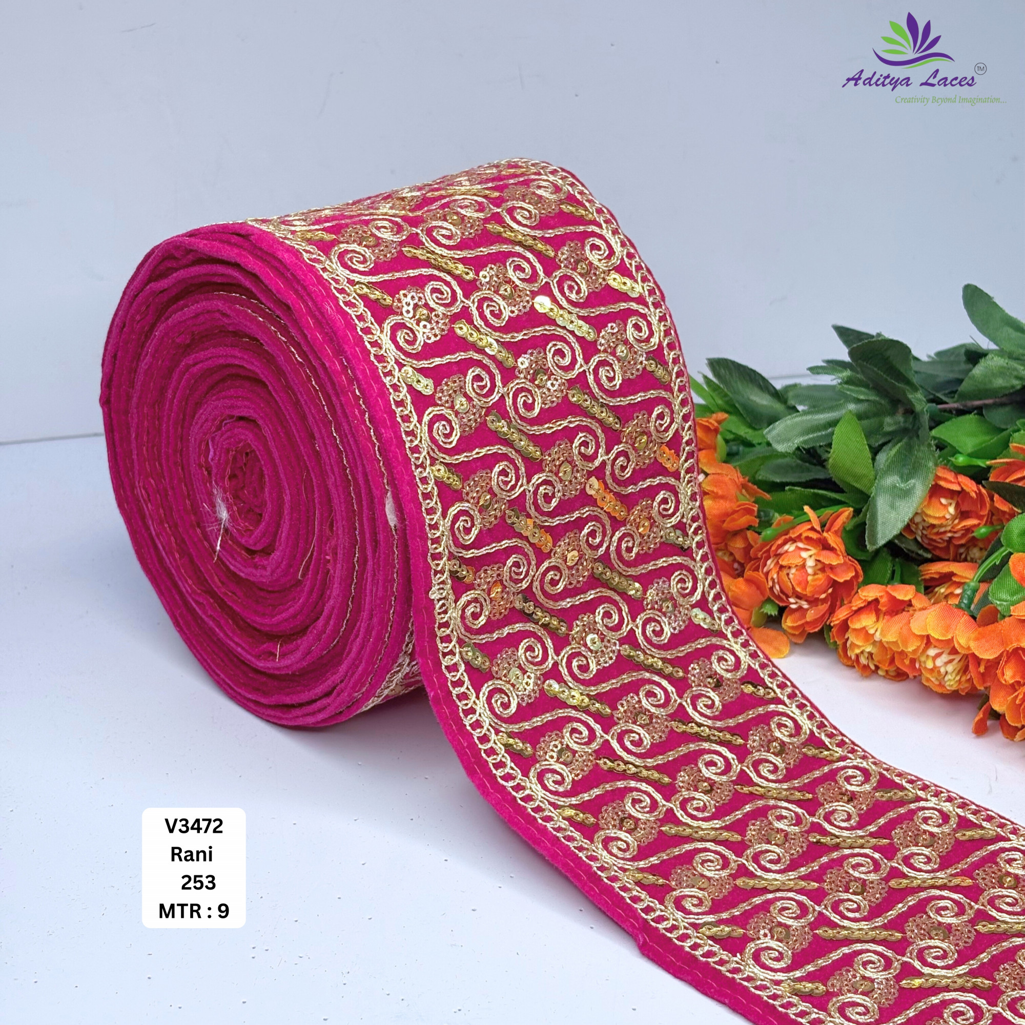 Traditional Velvet Lace Border Trim for Saree Lehenga Bridal Wear