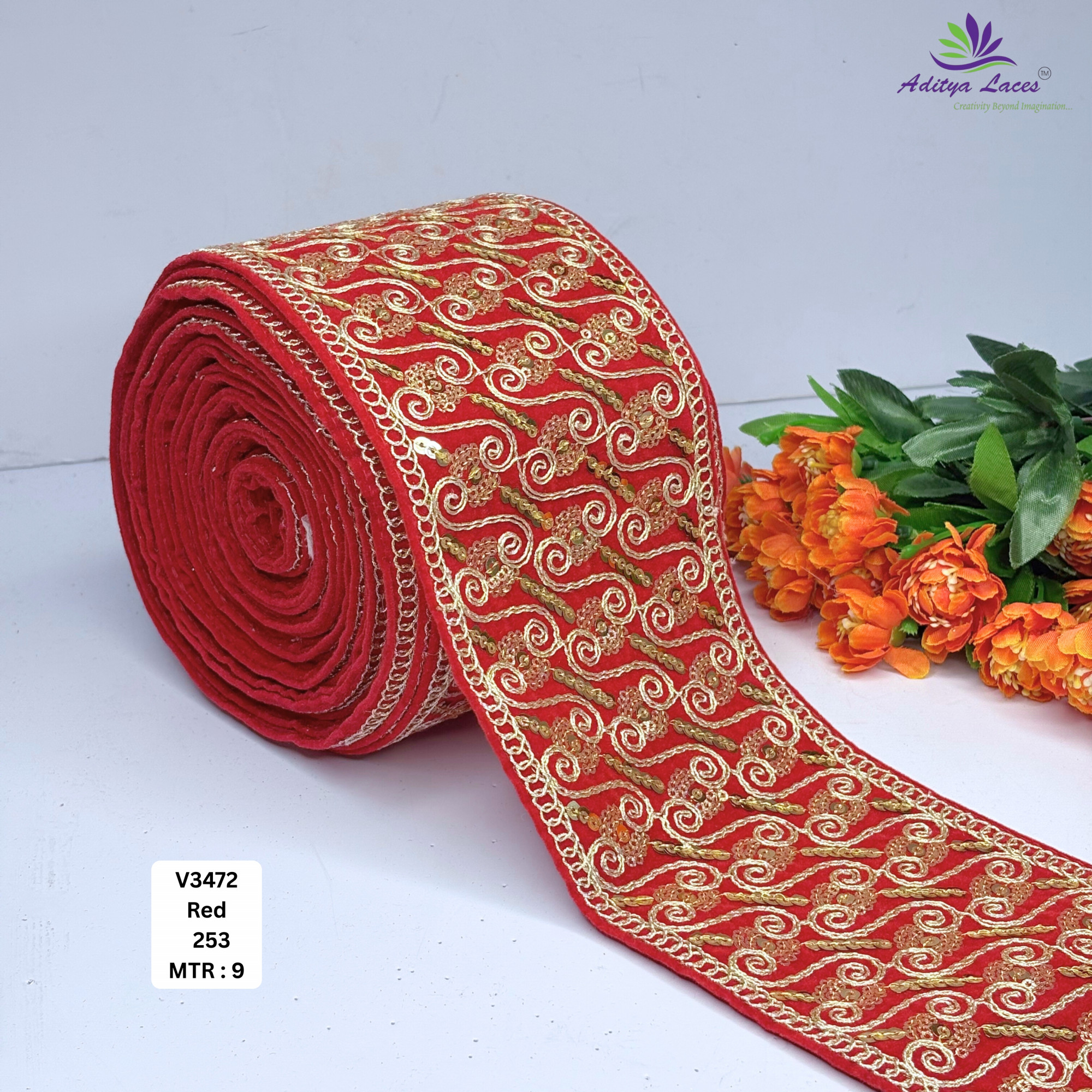 Traditional Velvet Lace Border Trim for Saree Lehenga Bridal Wear