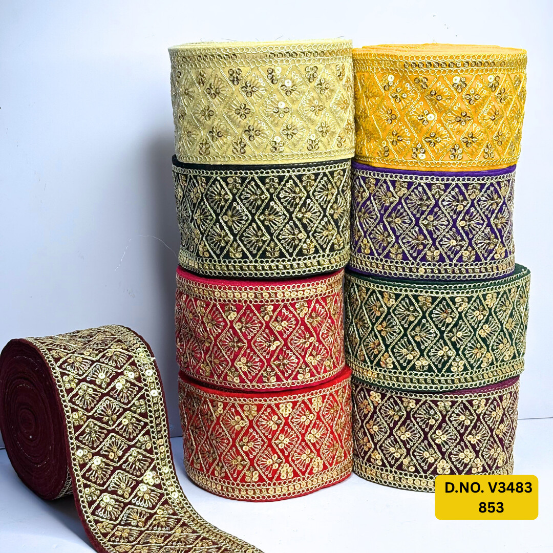 Ethnic Velvet Lace Border Trim for Saree Lehenga Bridal Wear