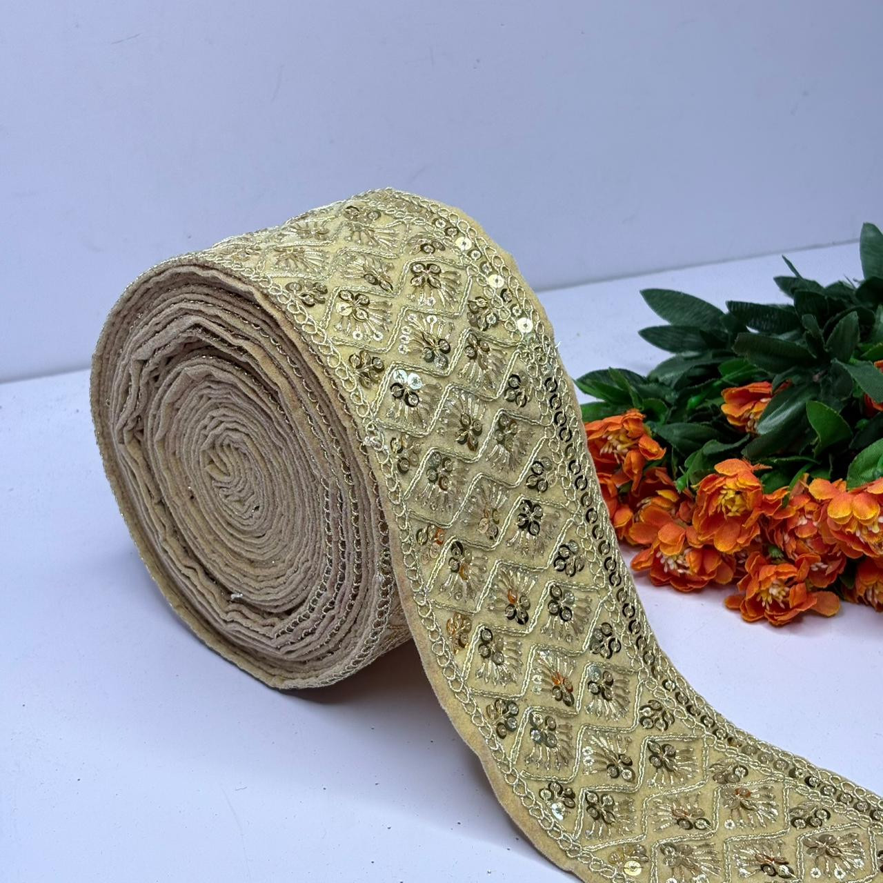Ethnic Velvet Lace Border Trim for Saree Lehenga Bridal Wear