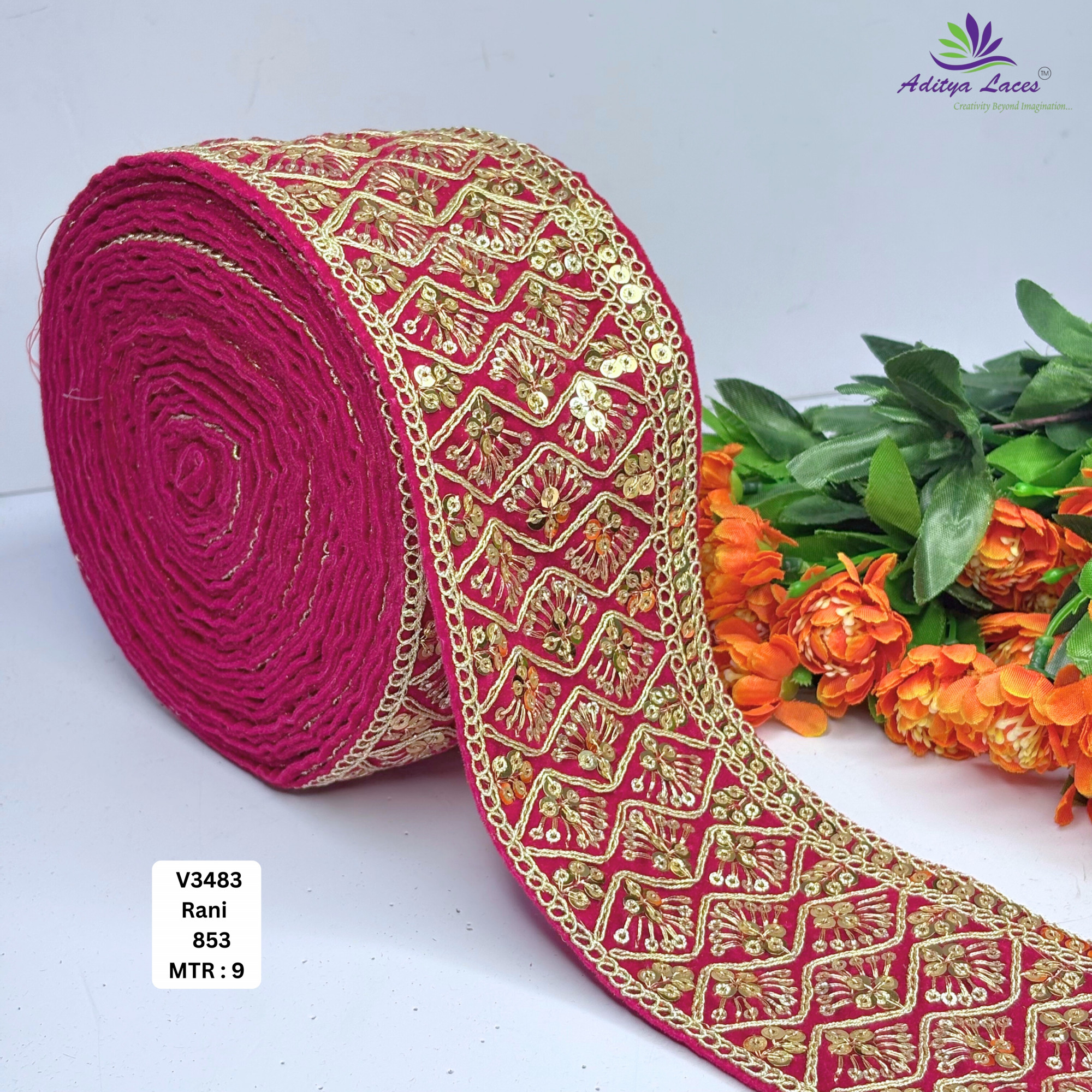 Ethnic Velvet Lace Border Trim for Saree Lehenga Bridal Wear