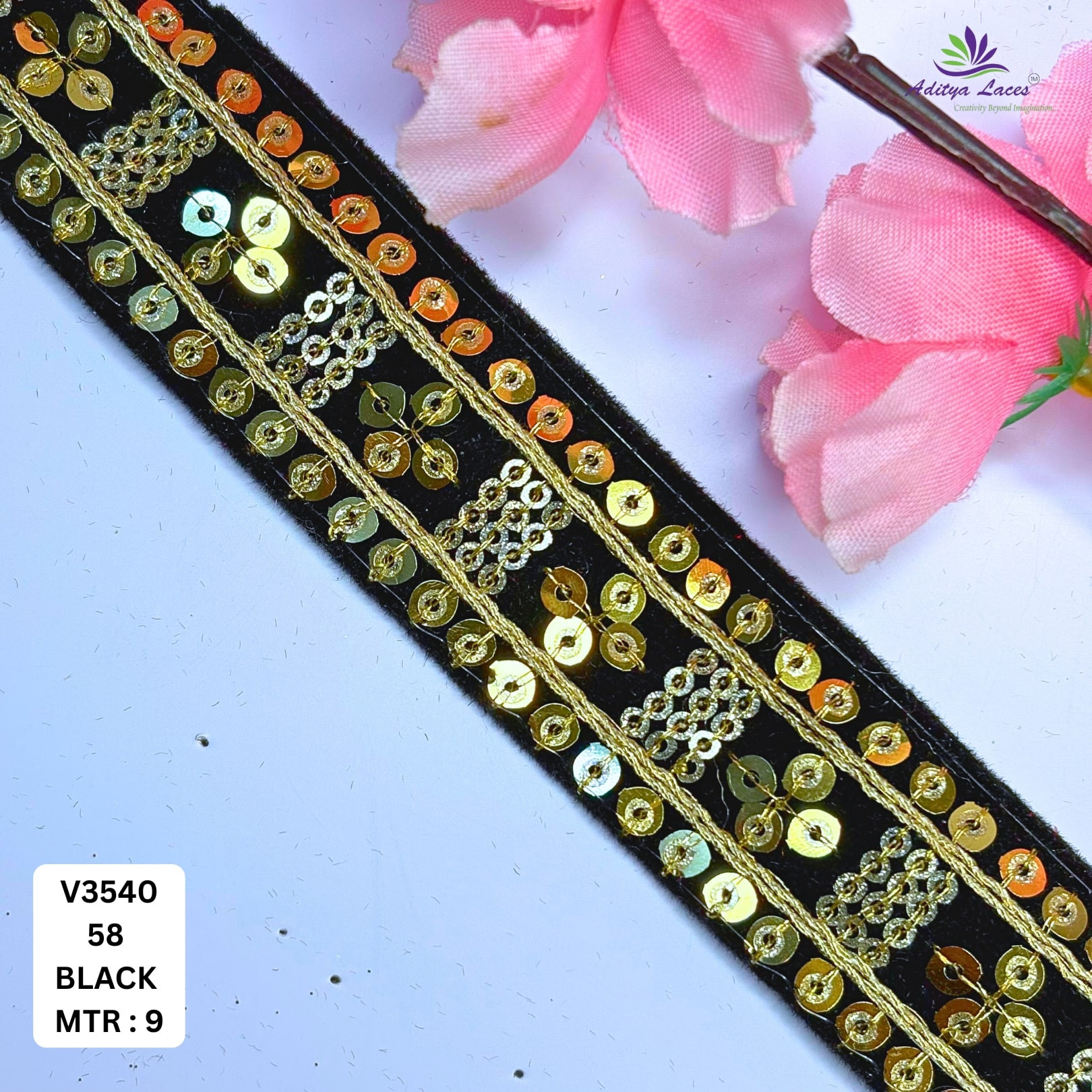 Fancy Velvet Lace Border Trim for Saree Lehenga Bridal Wear