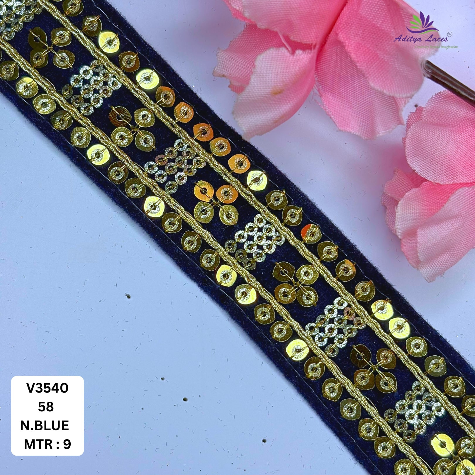 Fancy Velvet Lace Border Trim for Saree Lehenga Bridal Wear