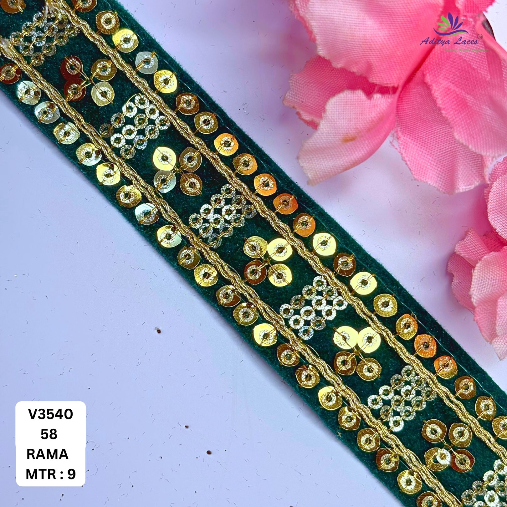Fancy Velvet Lace Border Trim for Saree Lehenga Bridal Wear