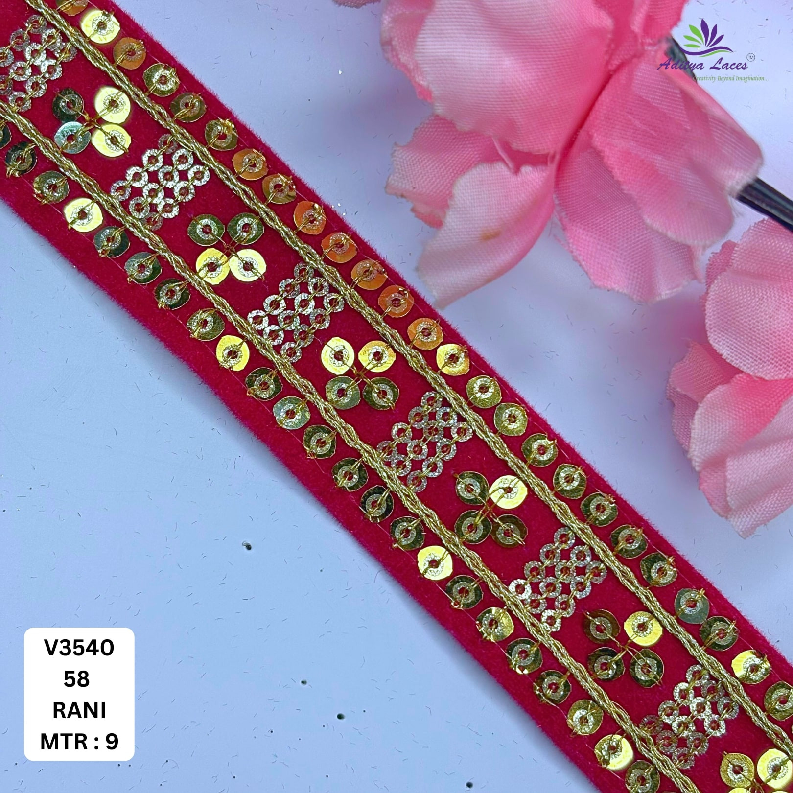 Fancy Velvet Lace Border Trim for Saree Lehenga Bridal Wear