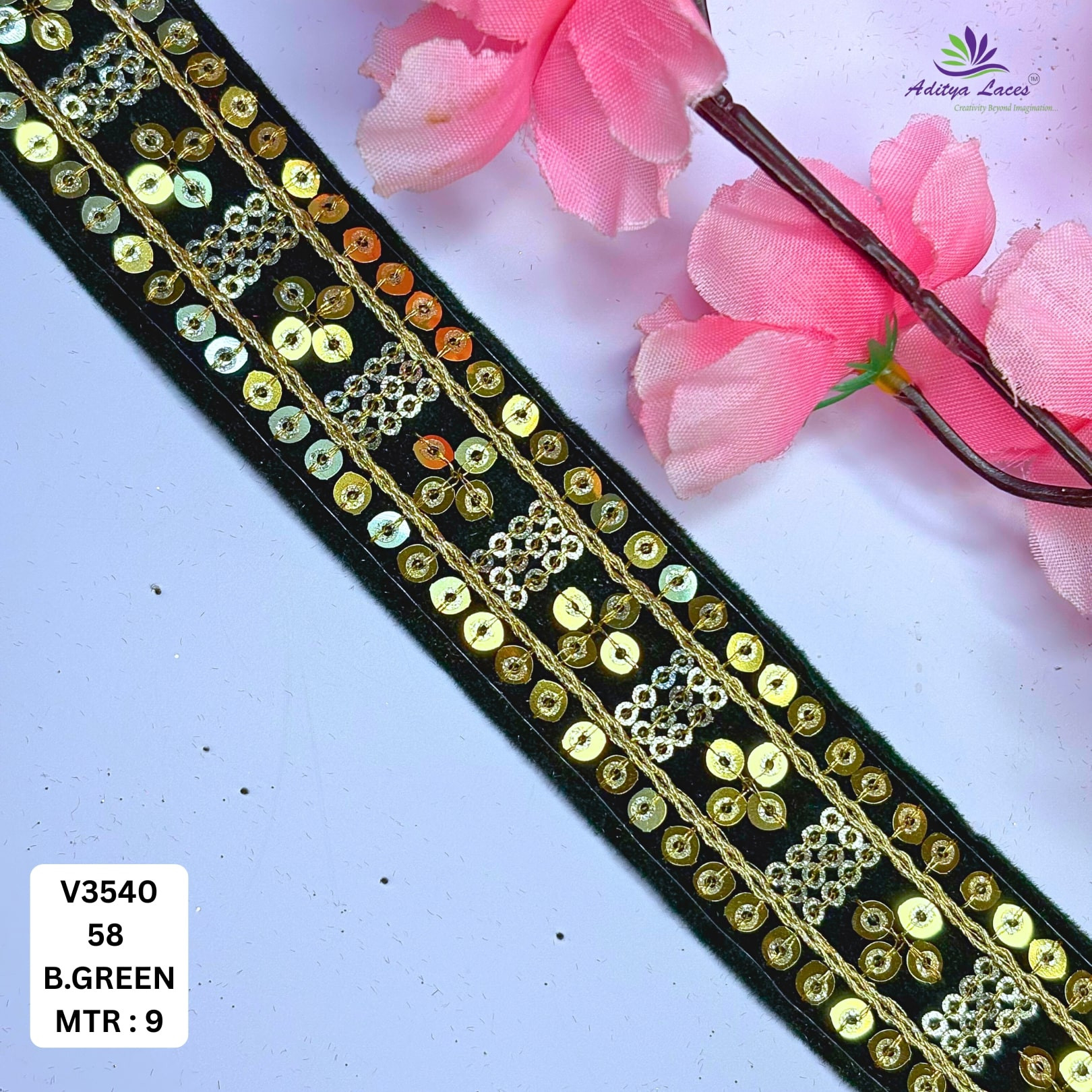 Fancy Velvet Lace Border Trim for Saree Lehenga Bridal Wear