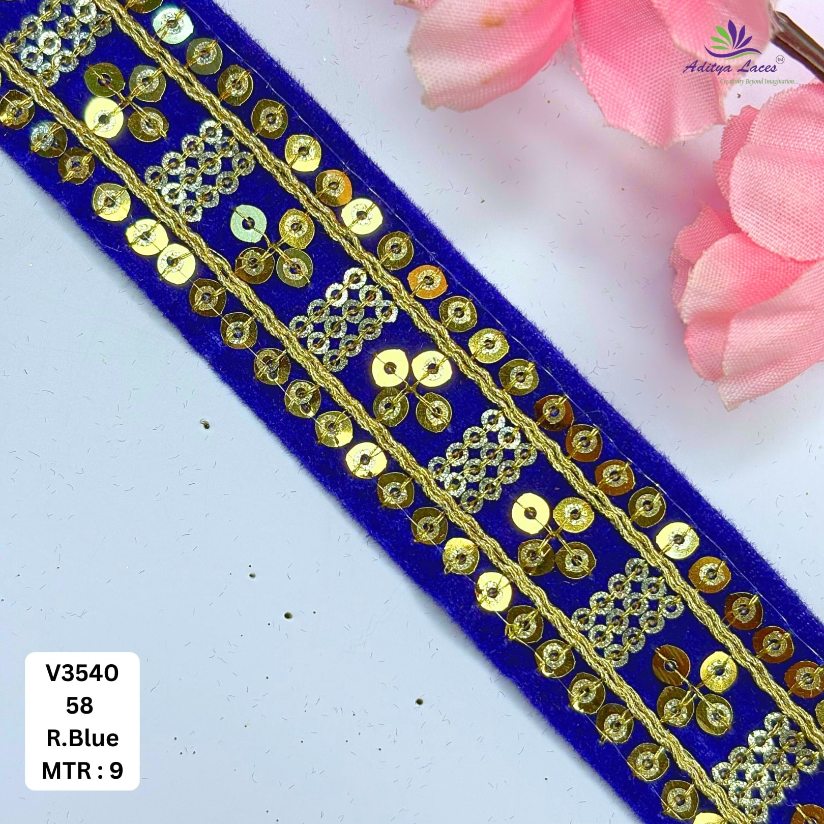 Fancy Velvet Lace Border Trim for Saree Lehenga Bridal Wear