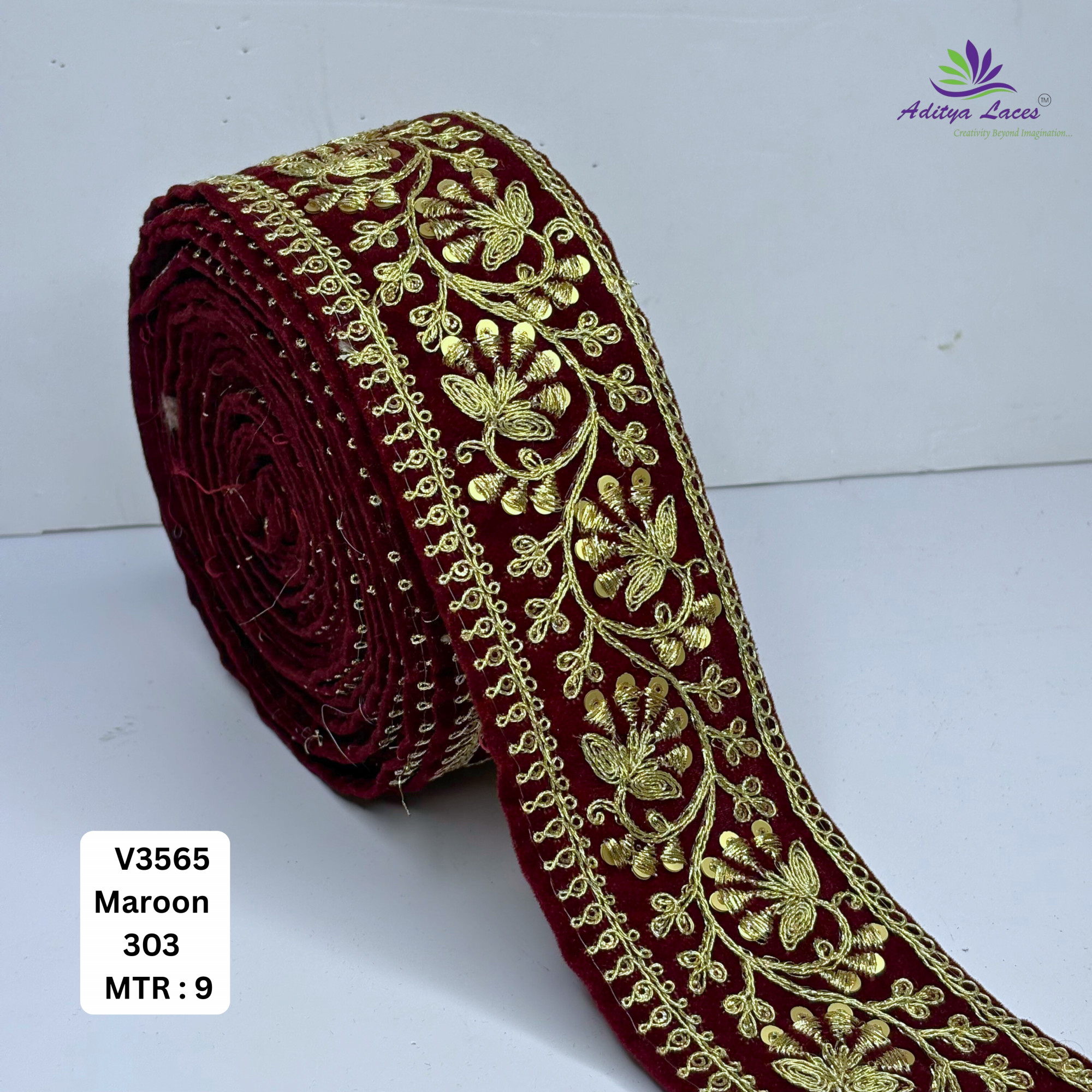 Elegant Velvet Lace Border Trim for Saree Lehenga Bridal Wear