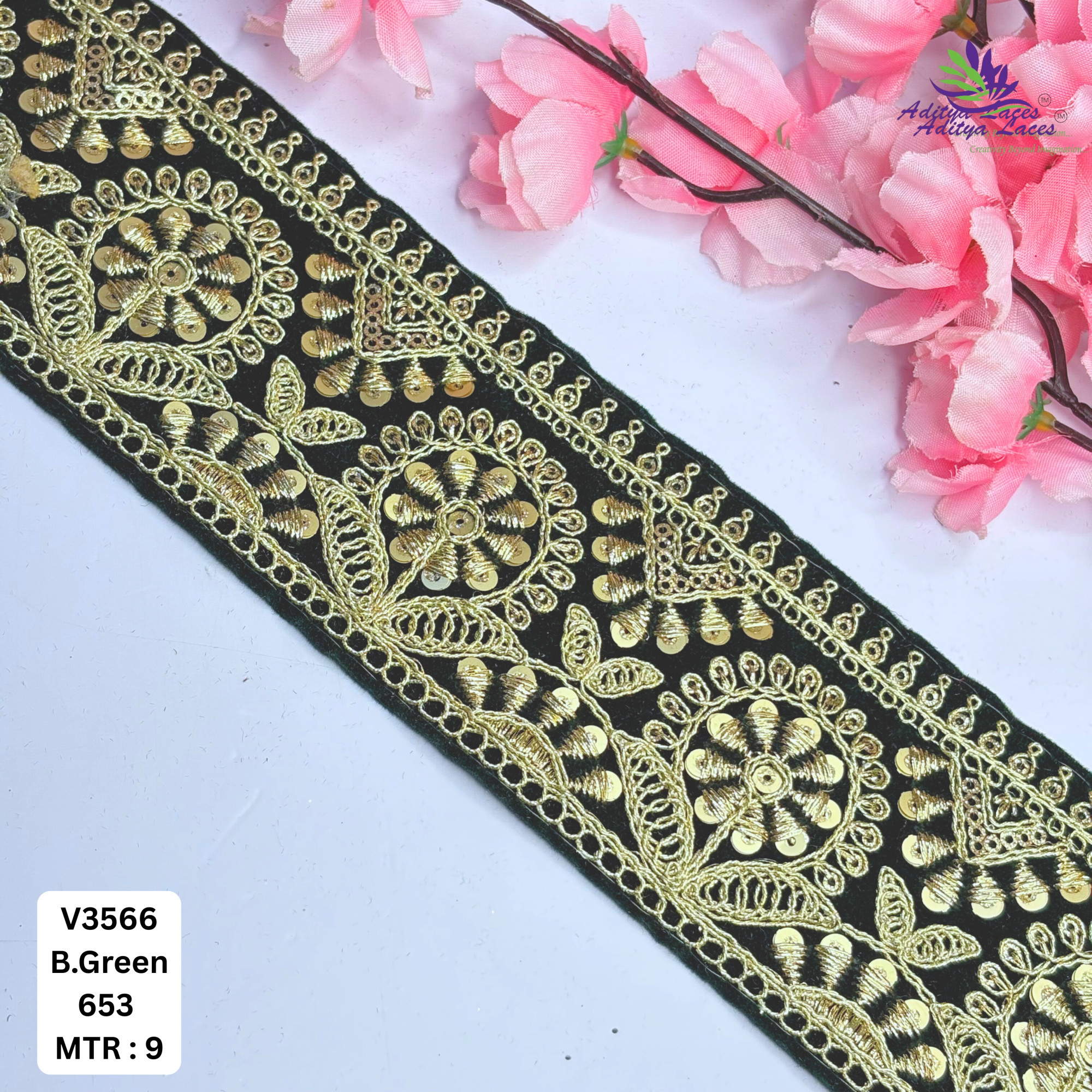 Stylish Velvet Lace Border Trim for Saree Lehenga Bridal Wear