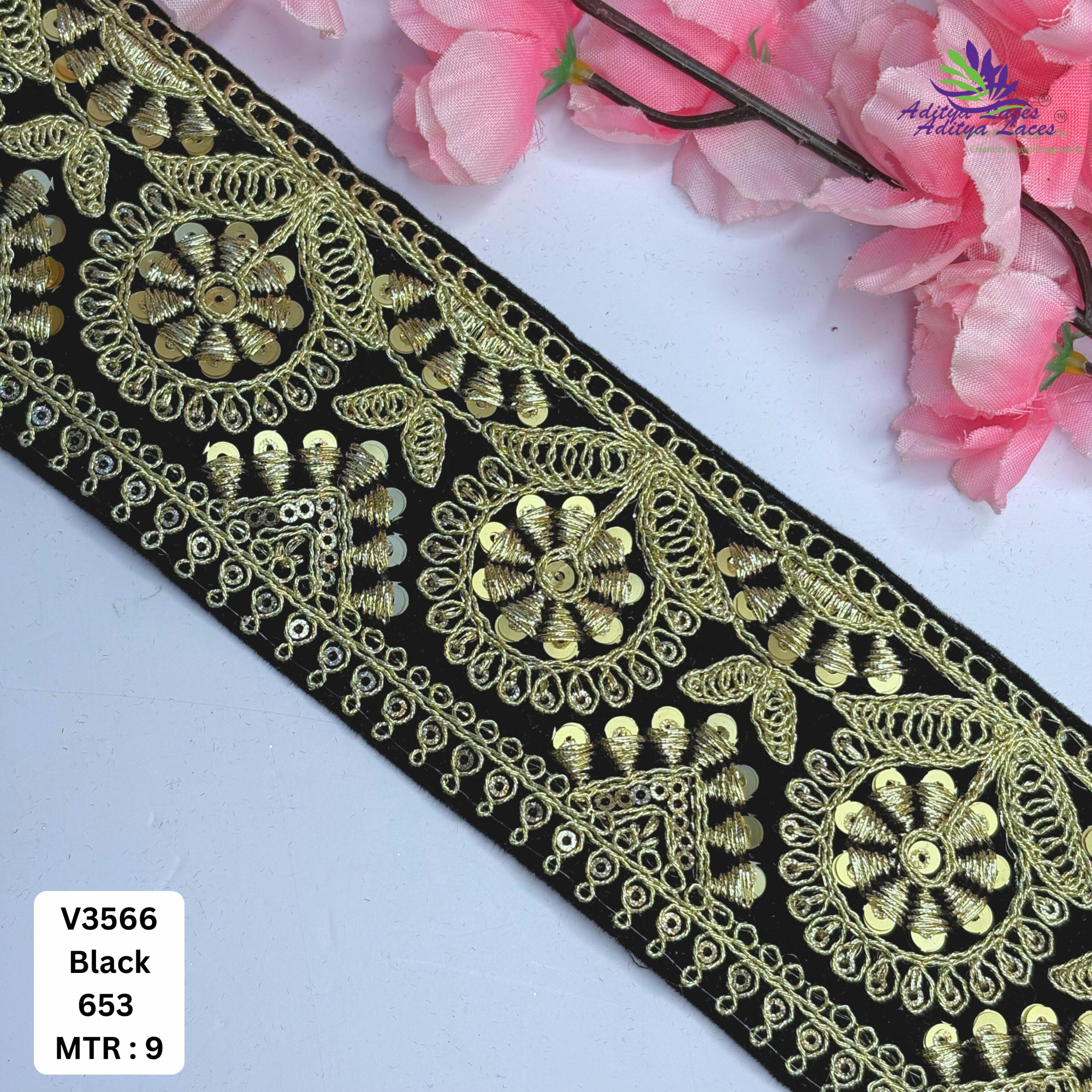 Stylish Velvet Lace Border Trim for Saree Lehenga Bridal Wear