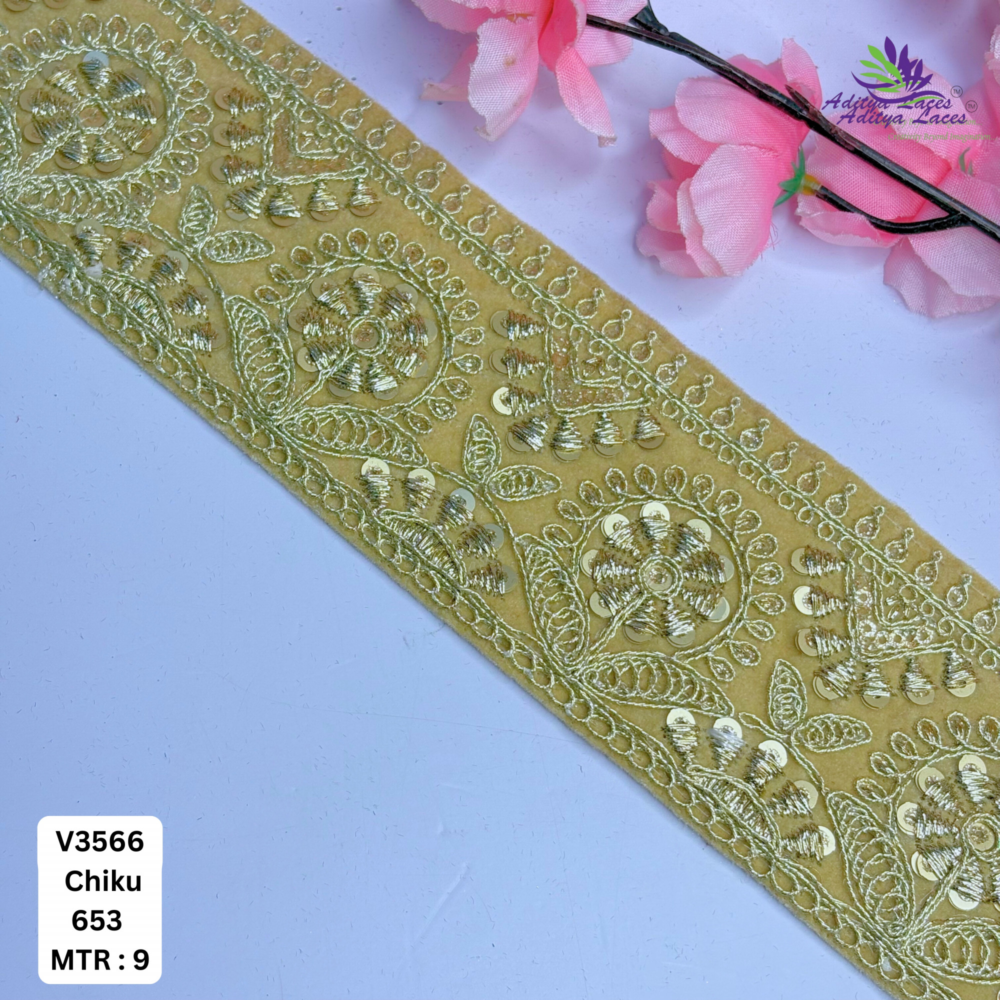 Stylish Velvet Lace Border Trim for Saree Lehenga Bridal Wear