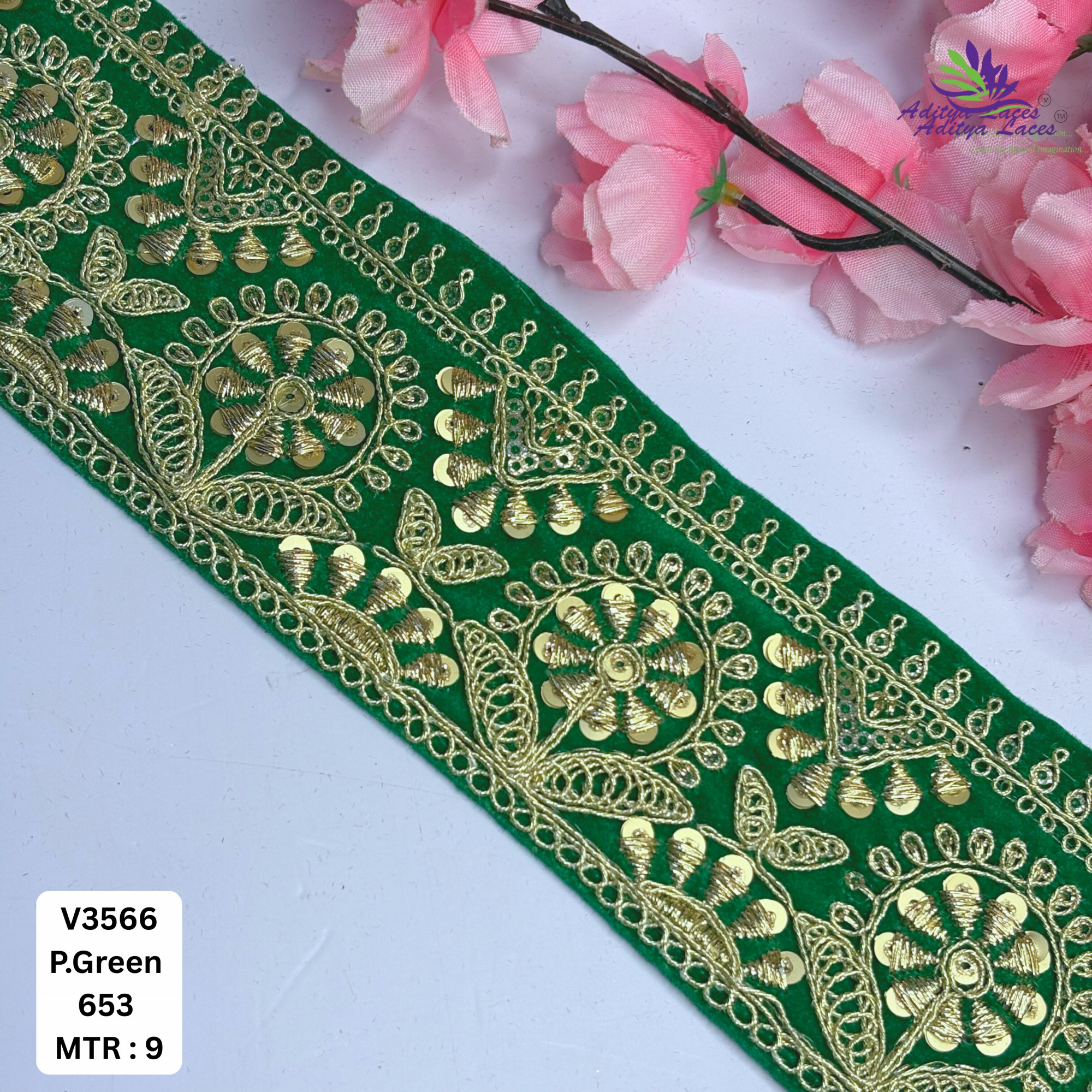 Stylish Velvet Lace Border Trim for Saree Lehenga Bridal Wear