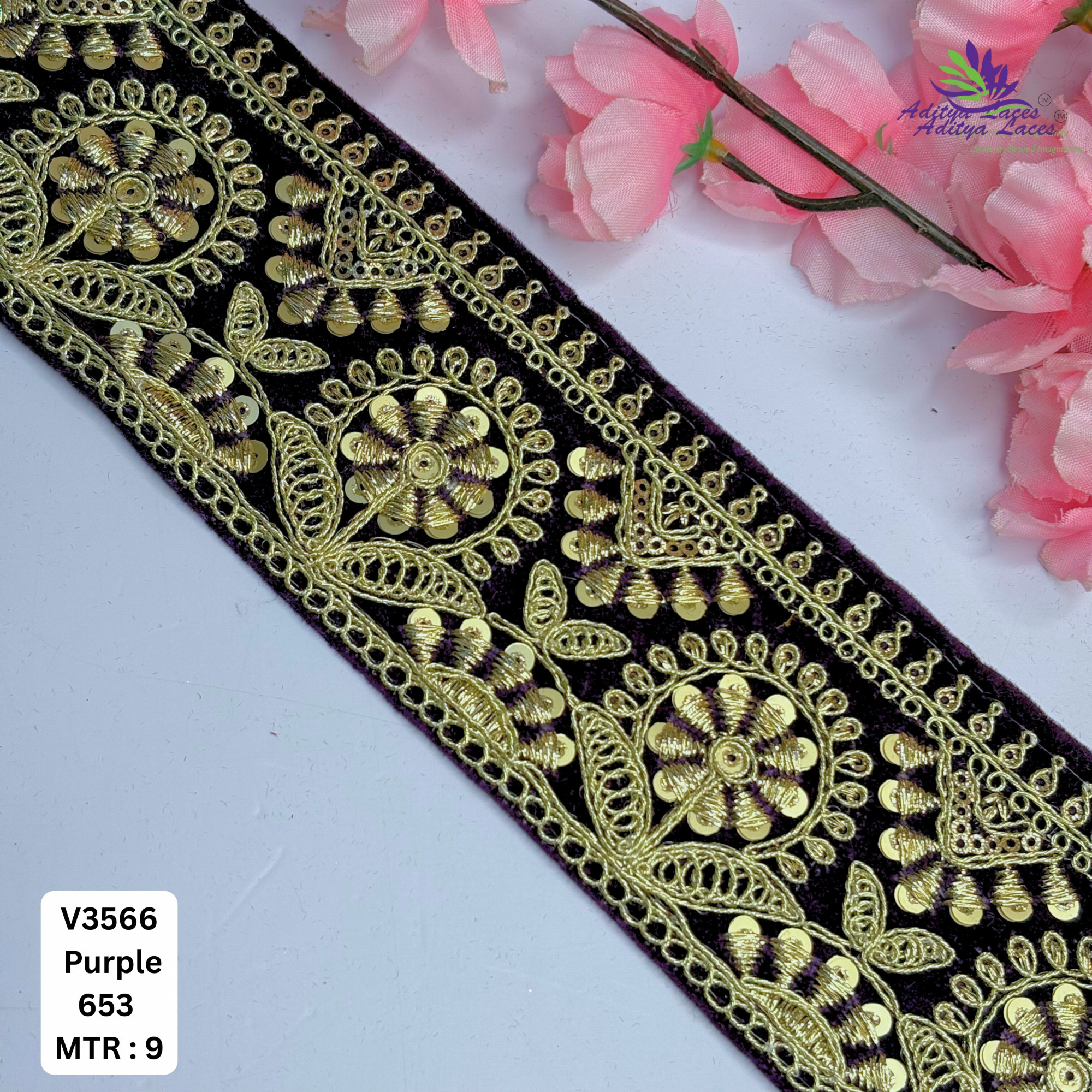 Stylish Velvet Lace Border Trim for Saree Lehenga Bridal Wear