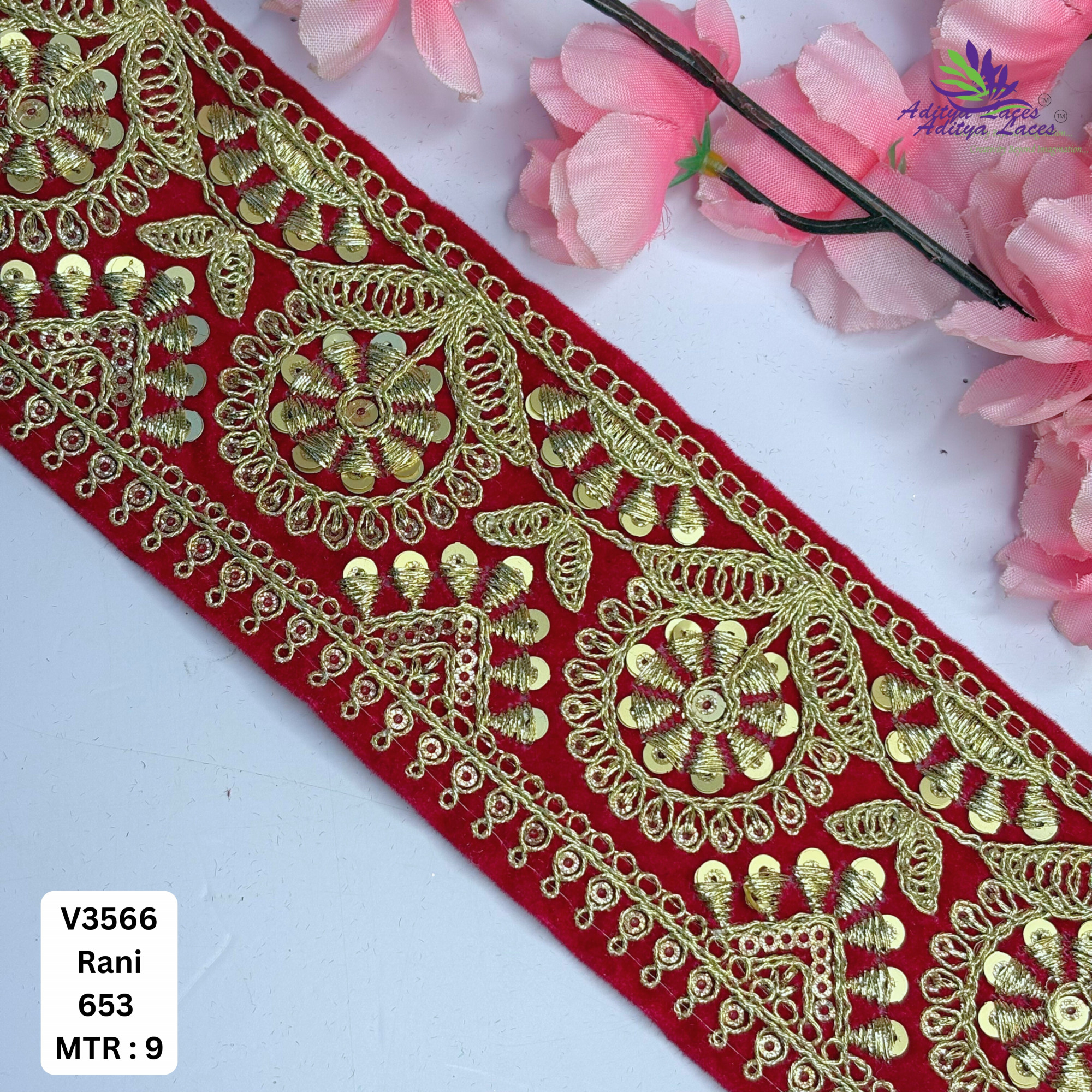 Stylish Velvet Lace Border Trim for Saree Lehenga Bridal Wear