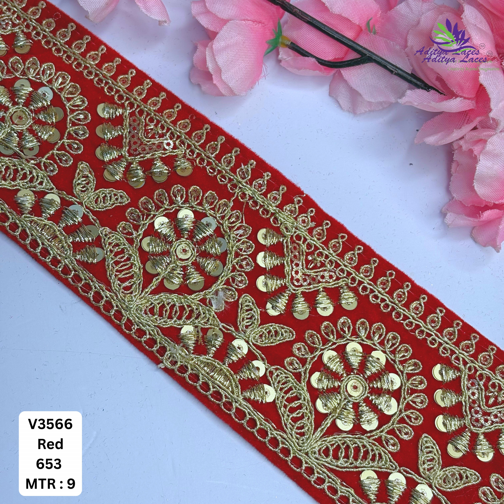 Stylish Velvet Lace Border Trim for Saree Lehenga Bridal Wear