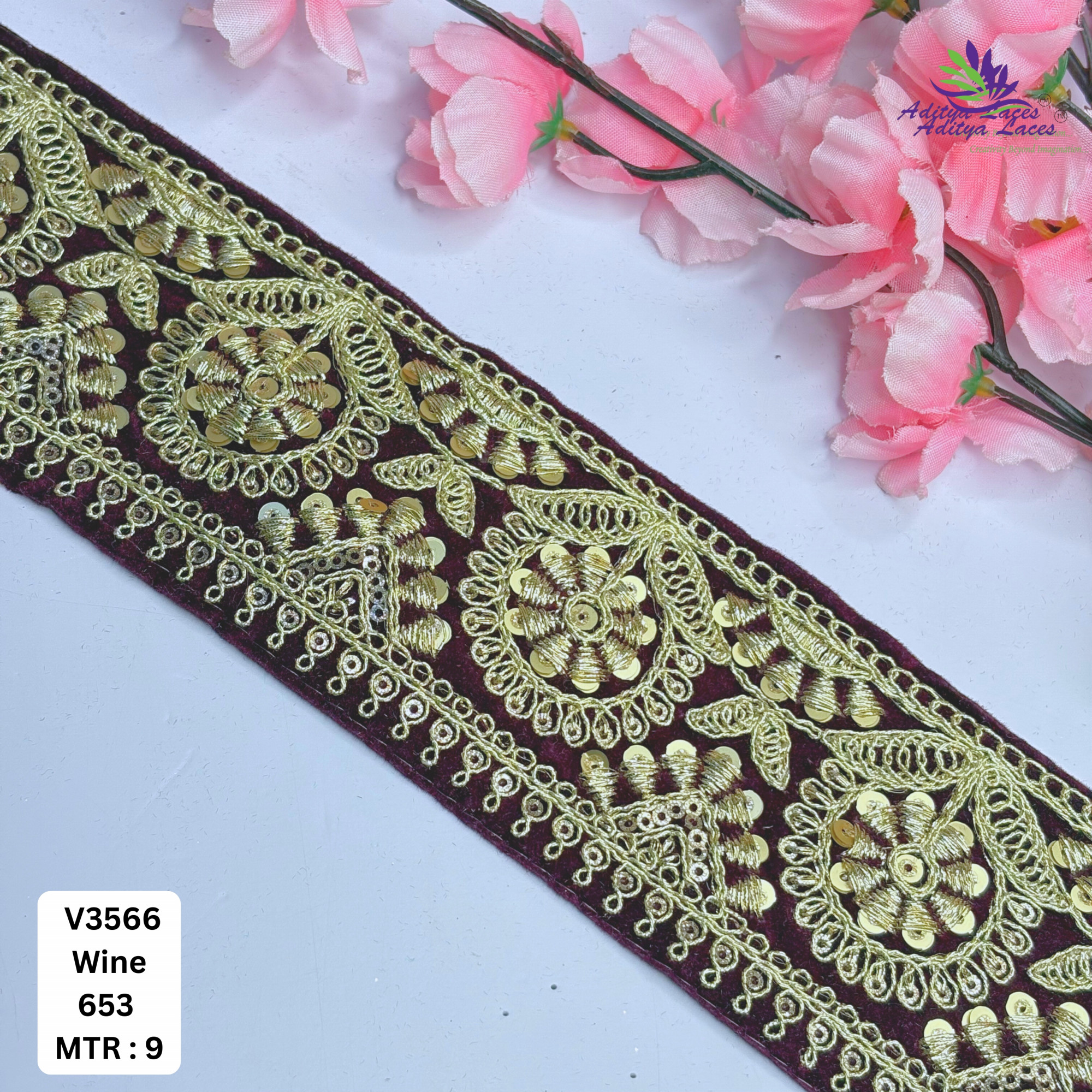 Stylish Velvet Lace Border Trim for Saree Lehenga Bridal Wear
